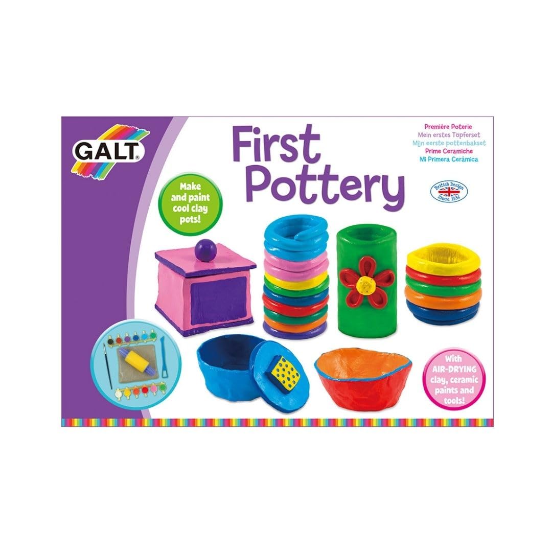 Galt First Pottery - Air Dry Clay Painting & Pottery Set for Kids Ages 6+ | Includes Ceramic Paints & Tools 9