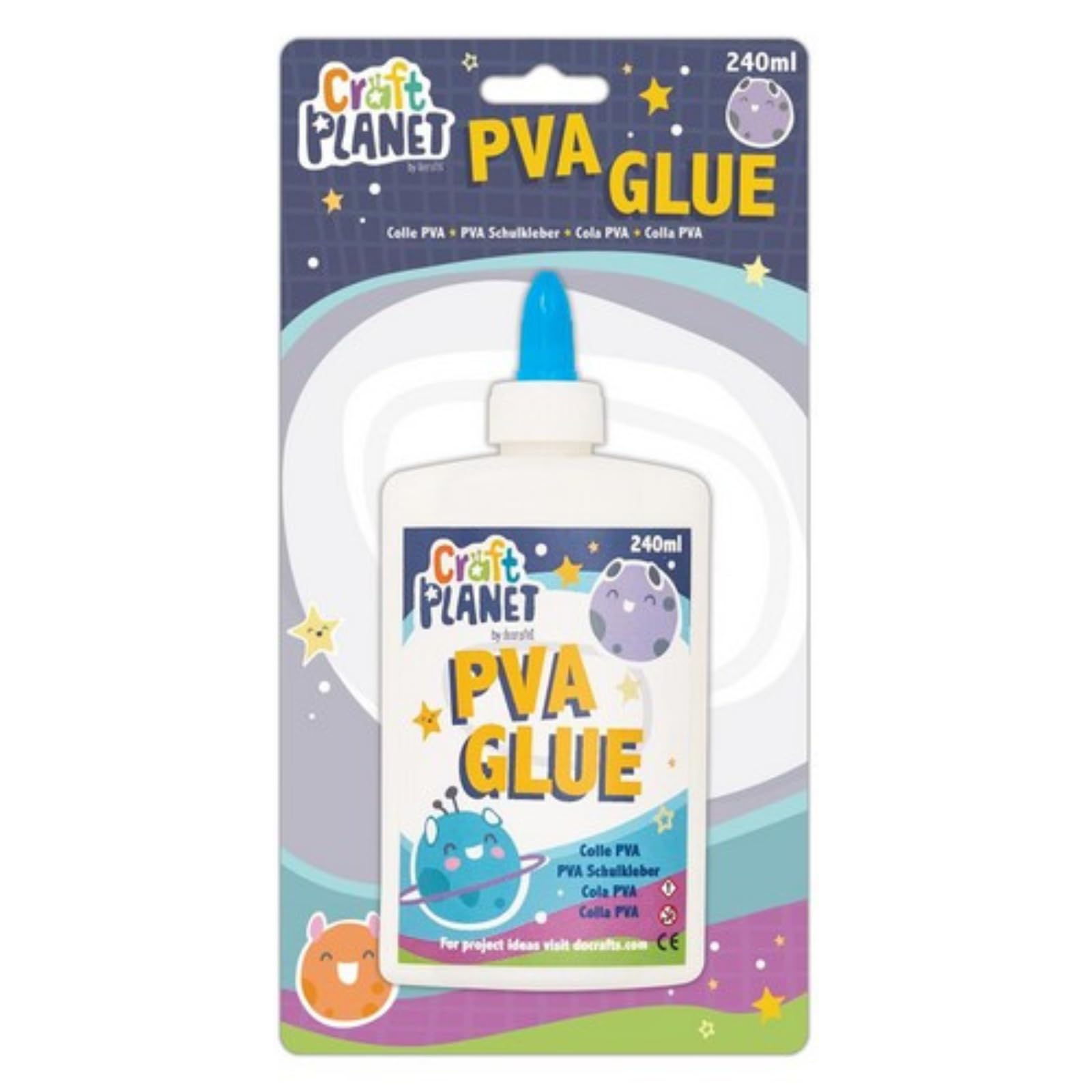 Craft Planet Strong Tacky PVA Glue - 240 ml White Drying Transparent | Kids Art & Crafts