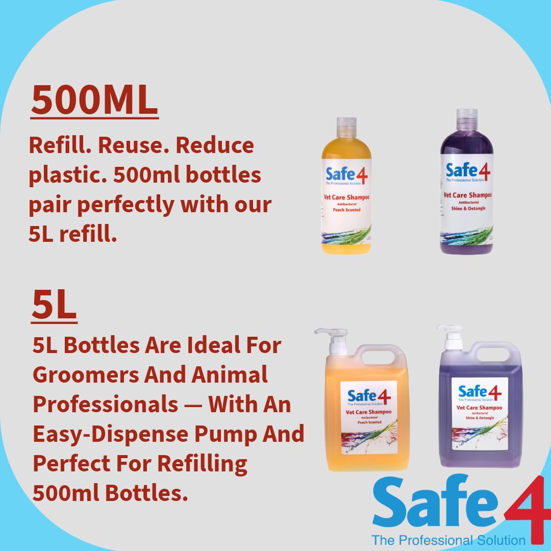 Safe4 Antimicrobial & Antifungal Dog Shampoo - Peach Scent, pH Neutral | 500 ML 7