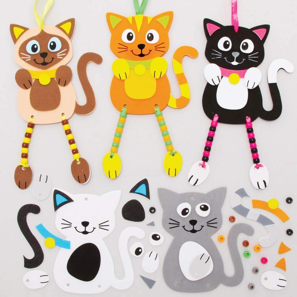 Baker Ross Cat Craft Bead Hanging Decoration Kits - Pack of 5, FE396 1