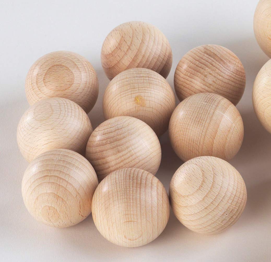 TickiT Wooden Sensory Heuristic Balls - Natural Beechwood Playset for Early Learning