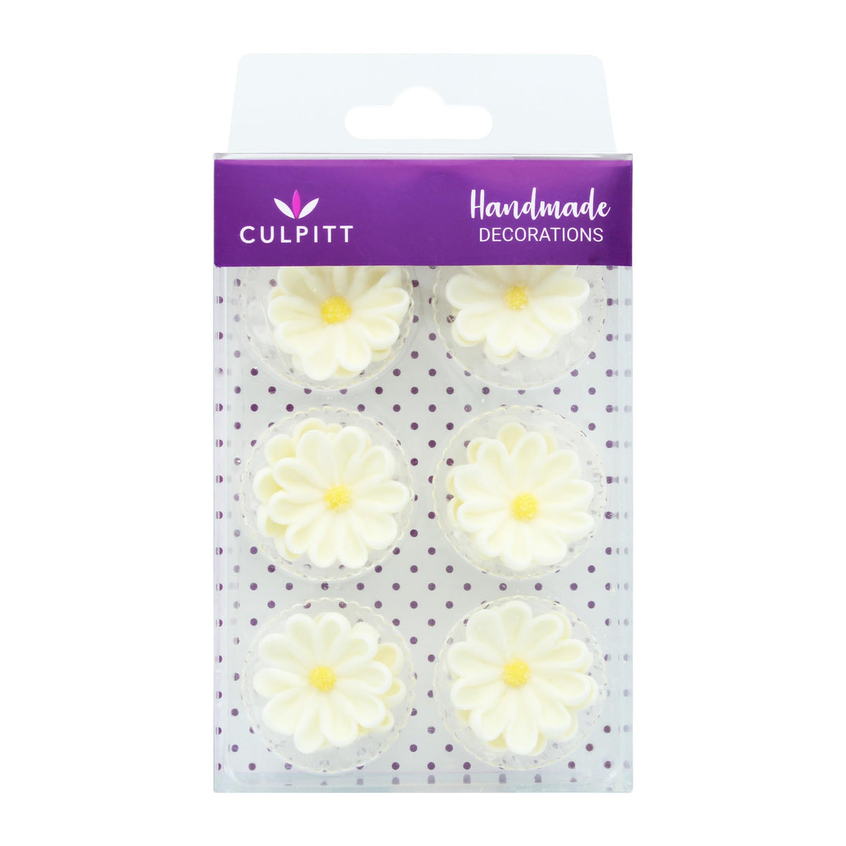 Culpitt Sugar Daisies Edible Cake Decorations - 12 x 45 mm, White