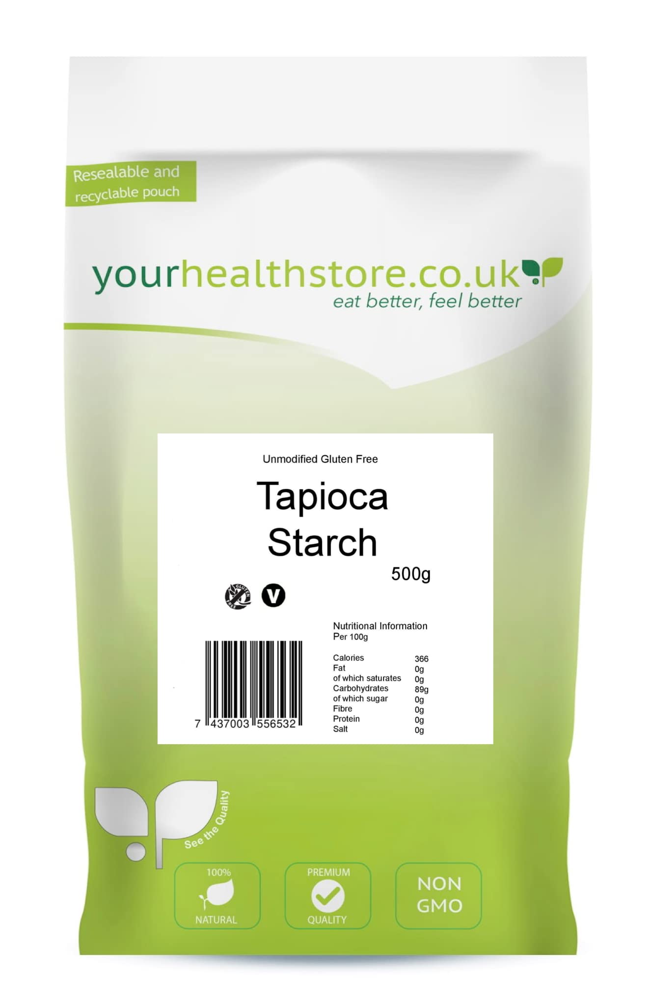 yourhealthstore Unmodified Tapioca Starch - Gluten Free, Vegan, 500g
