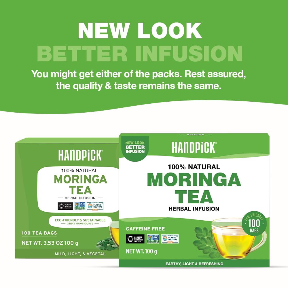 HANDPICK Moringa Tea Bags - 100 Count Caffeine Free Herbal Tea | Non-GMO, Eco-Conscious Teabags 2