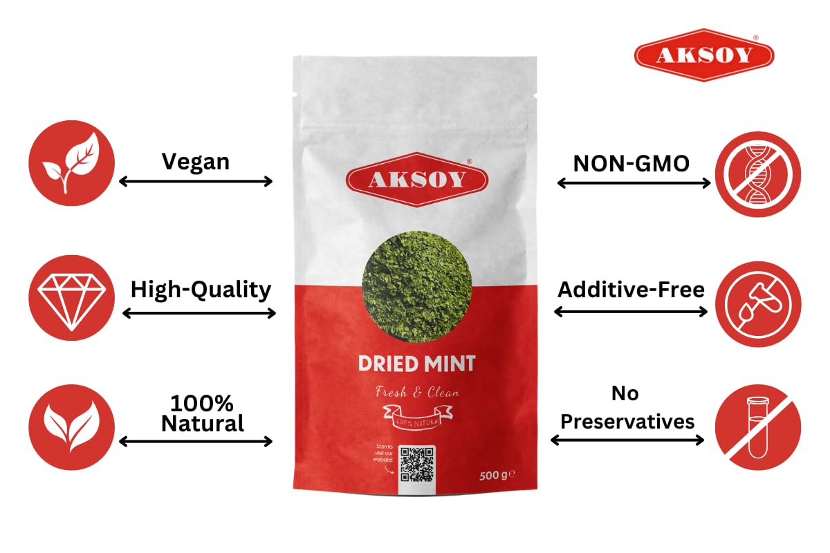 AKSOY Dried Peppermint Leaf - All-Natural Whole Spice for Tea & Cooking | 500g 7