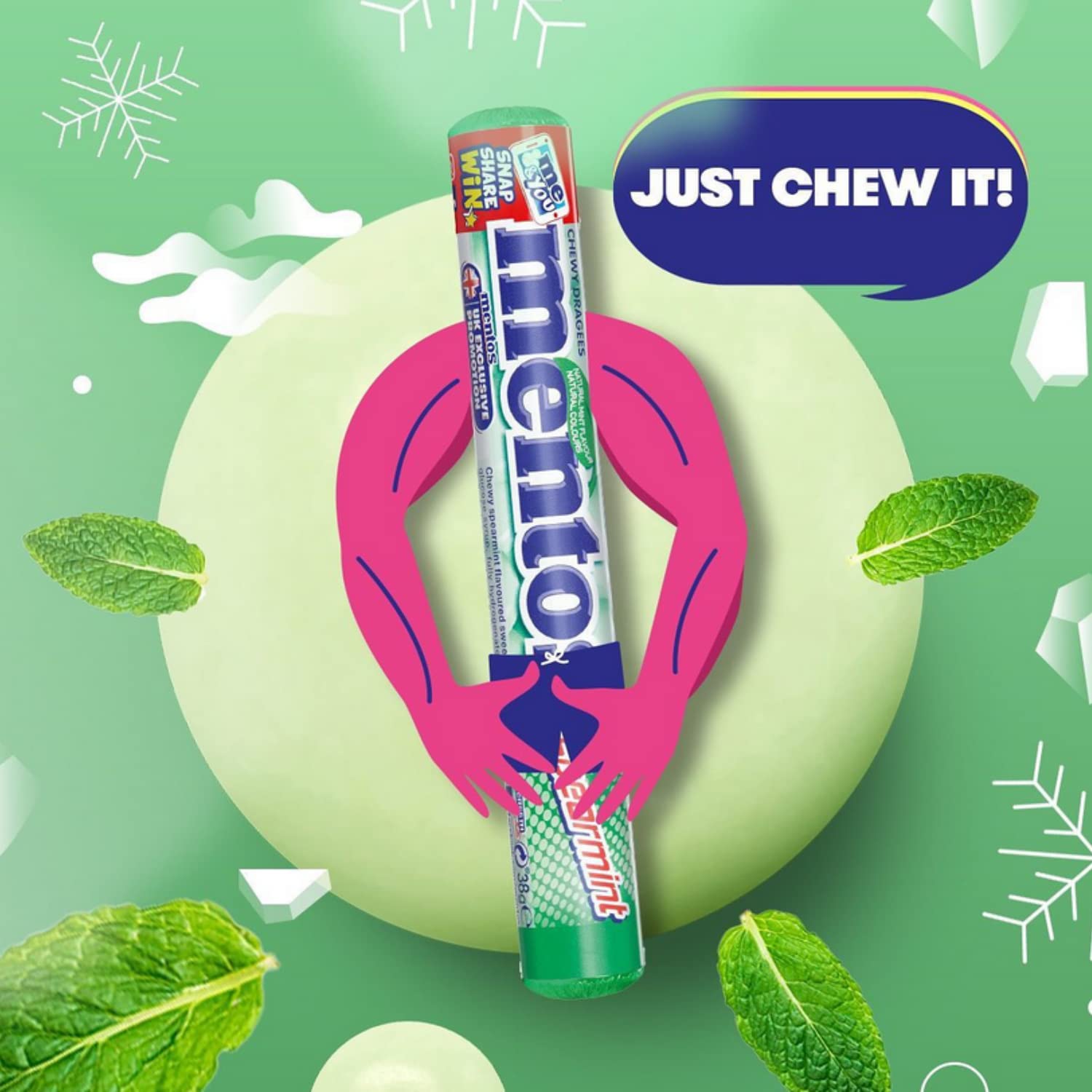 Mentos Spearmint Soft Mints – Erfrischende Kaubonbons mit natürlichen Farbstoffen, vegetarisch geeignet – 40 Rollen