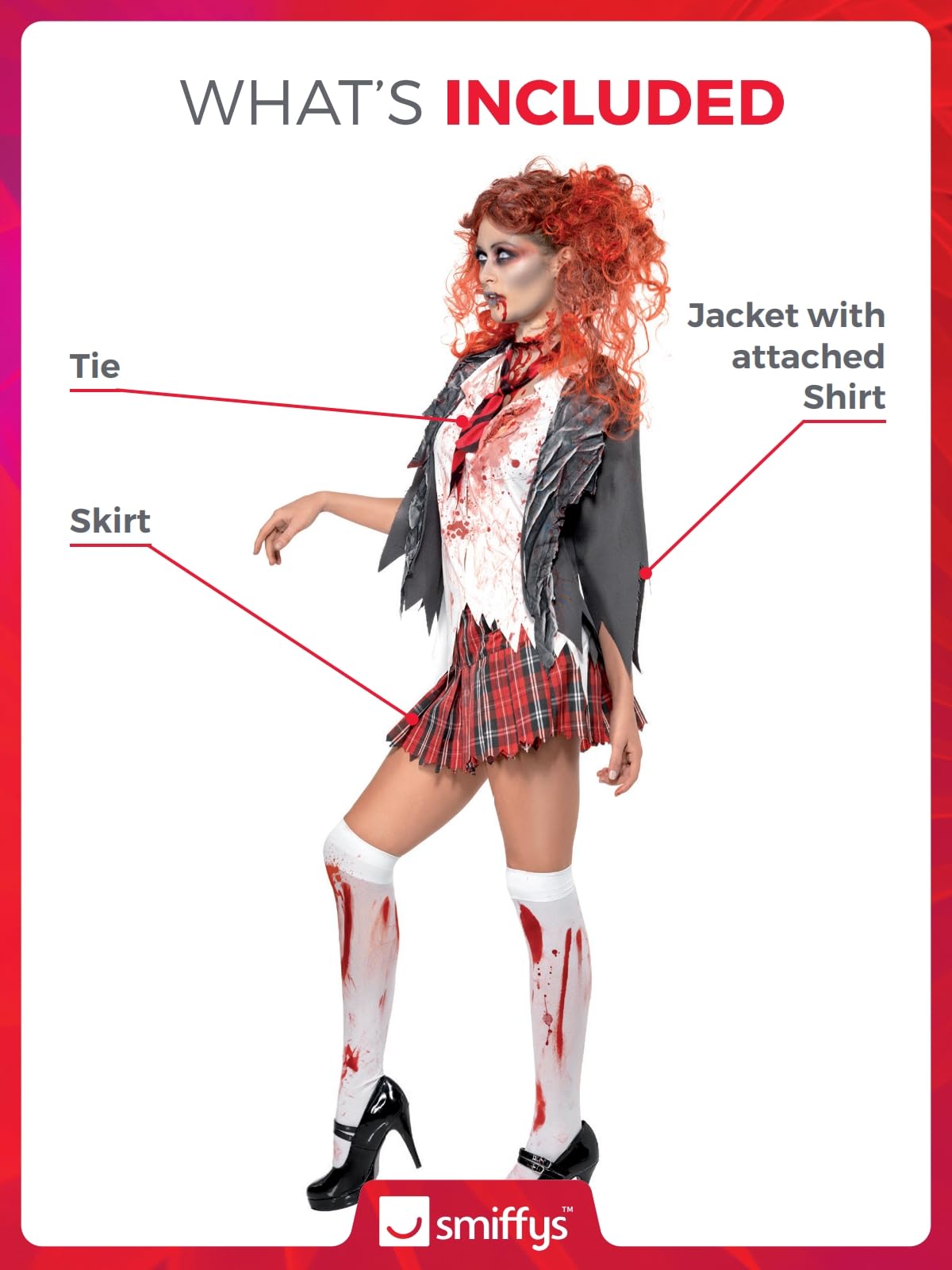 Smiffys High School Horror Zombie School Girl Costume - Size 12-14 3