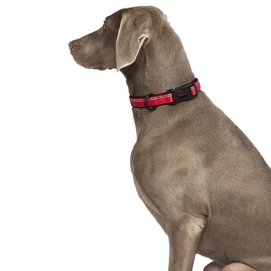 Halti Collar - Large Size, Red | Neoprene-Padded, Reflective Nylon 3
