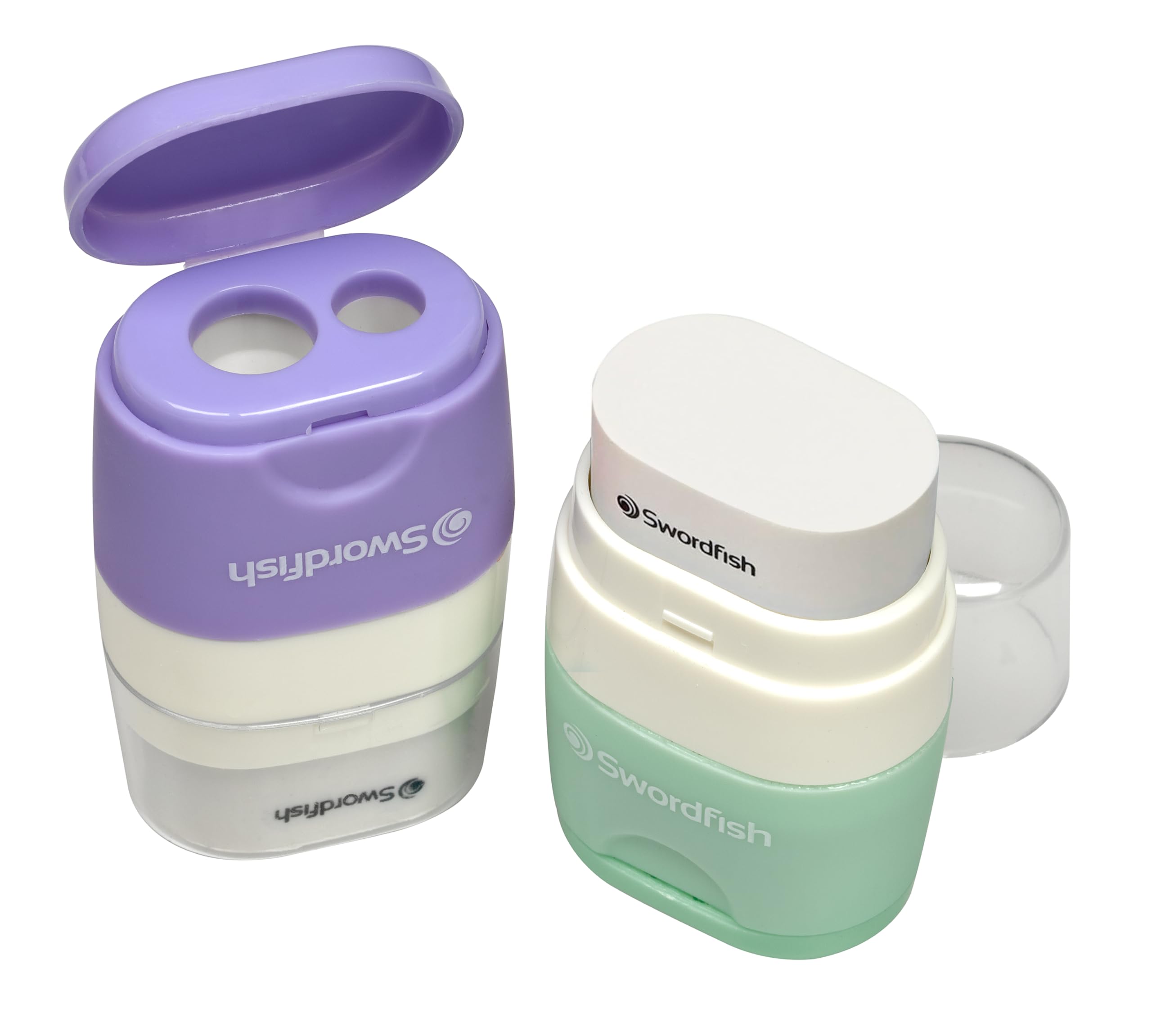 Swordfish Twin Combo Pastel 2-in-1 Pencil Sharpener and Eraser Pack