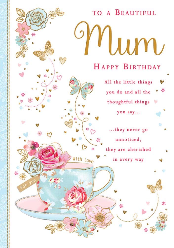 Piccadilly Greetings Traditional Birthday Card for Mum | 10 x 7 Inches | Multicolor