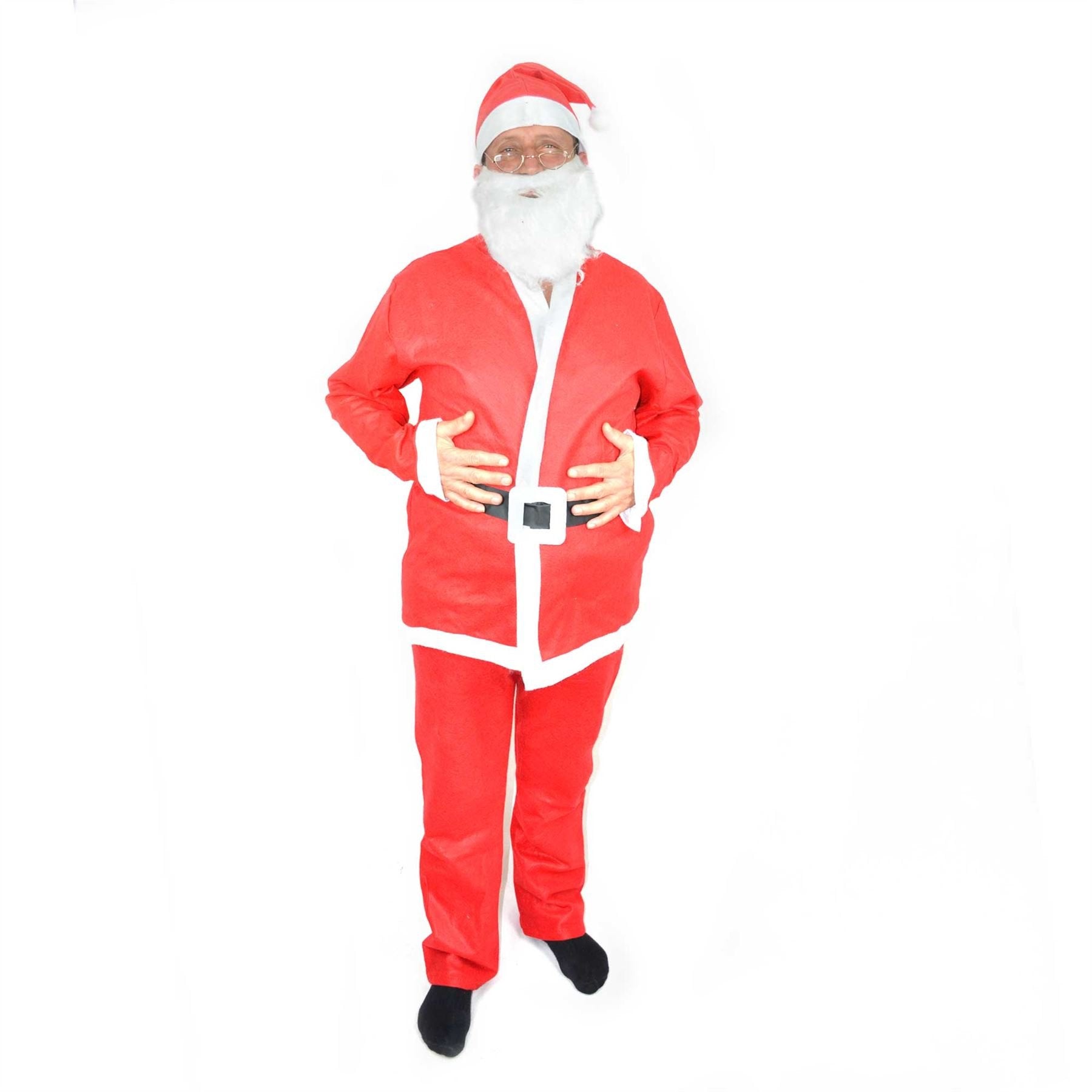 SHATCHI 5-Piece Adult Santa Claus Costume Suit - Felt Christmas Cosplay Outfit 6