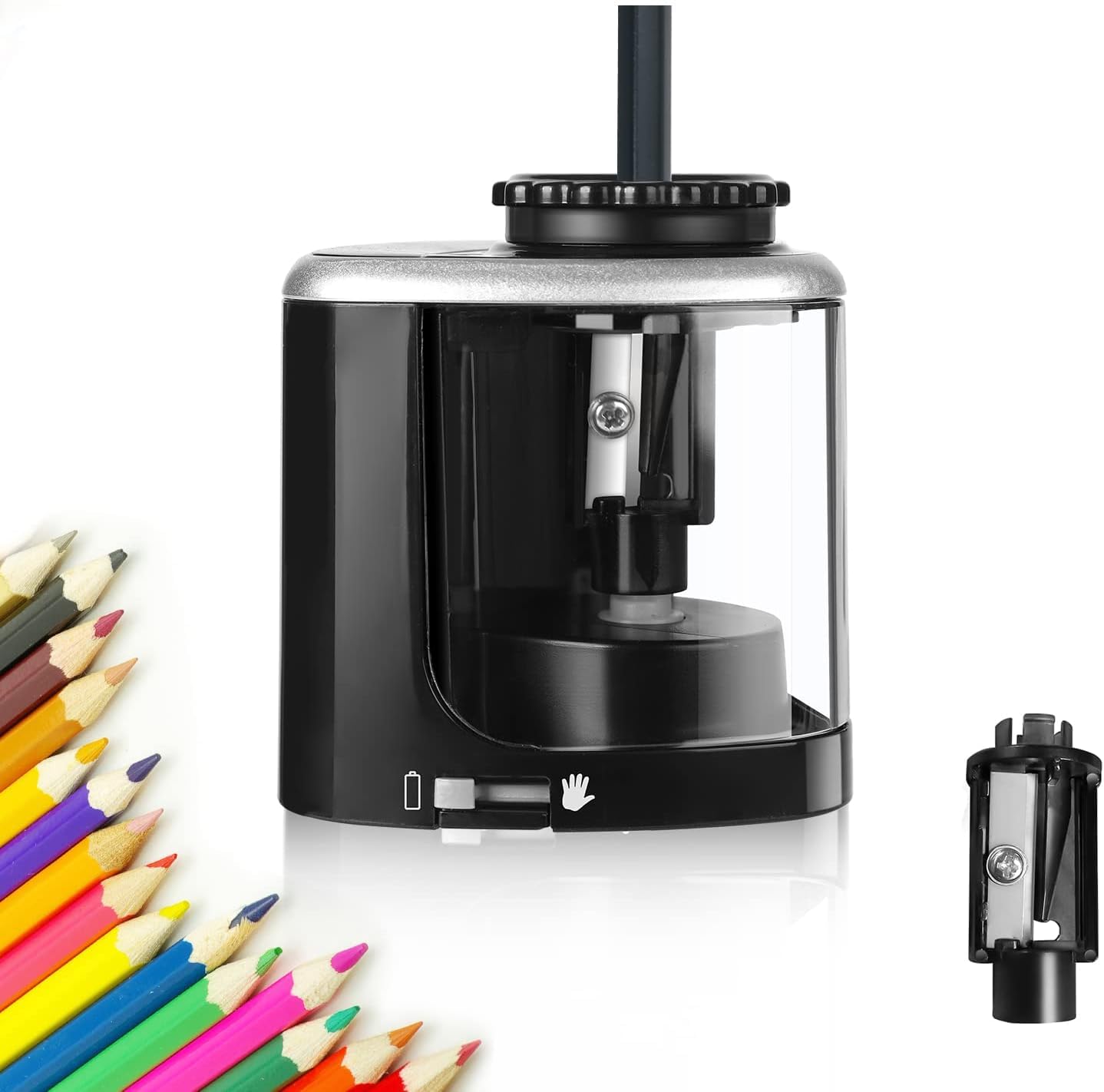 elzle Electric Pencil Sharpener - Dual Mode (Electric/Manual) | Fast 3-5 Sec Sharpening | Black
