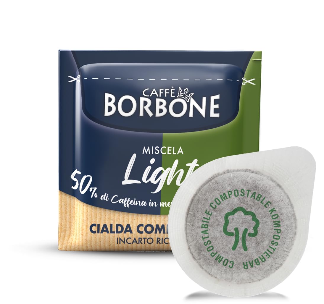 Caffè Borbone Light Coffee Blend Kompostierbare Pads – 50 % weniger Koffein – ESE-kompatibel dm 44 – 50er-Packung
