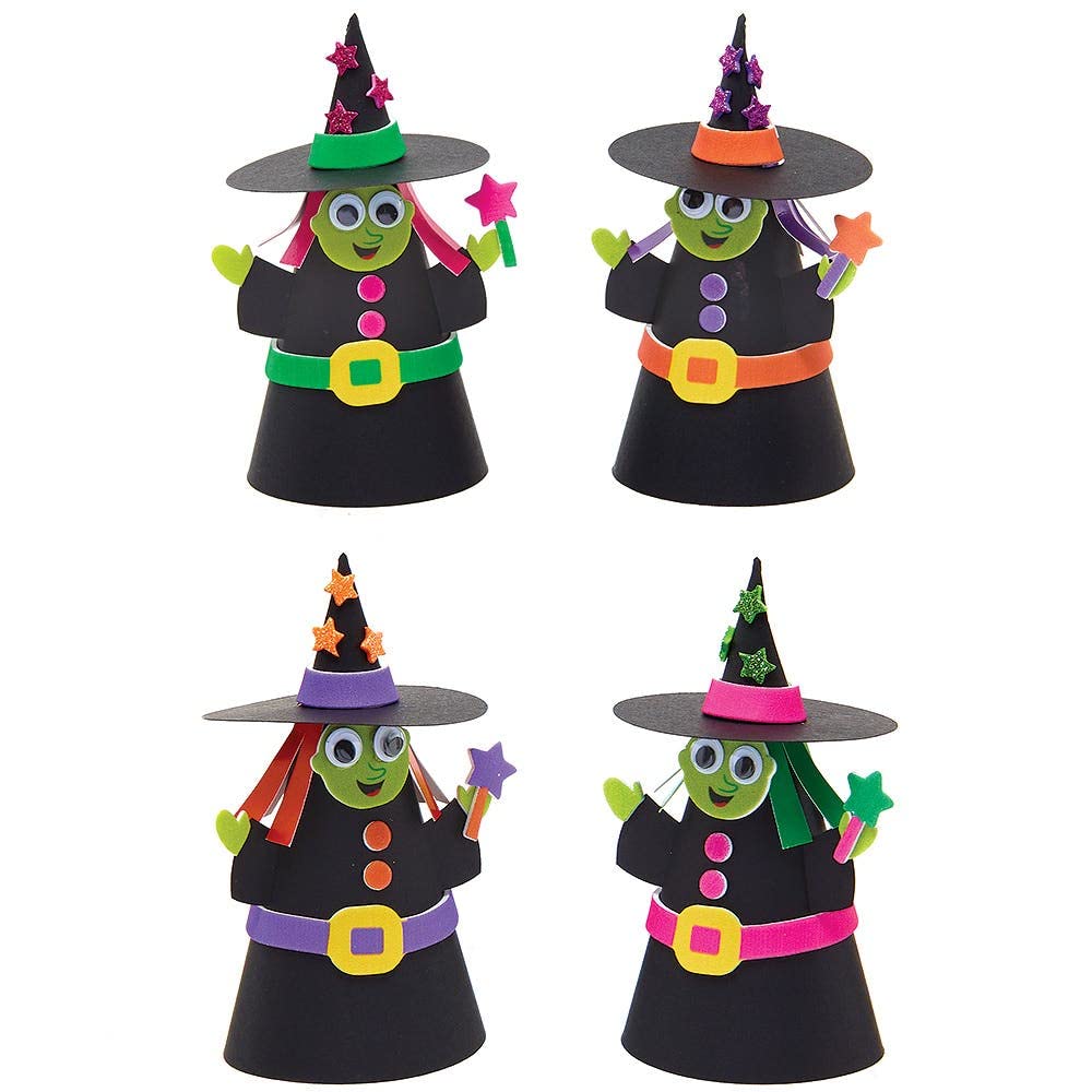 Baker Ross FX175 Build a Wicked Witch Craft Kit - Pack of 4, Halloween Foam & Card Decoration Set 2