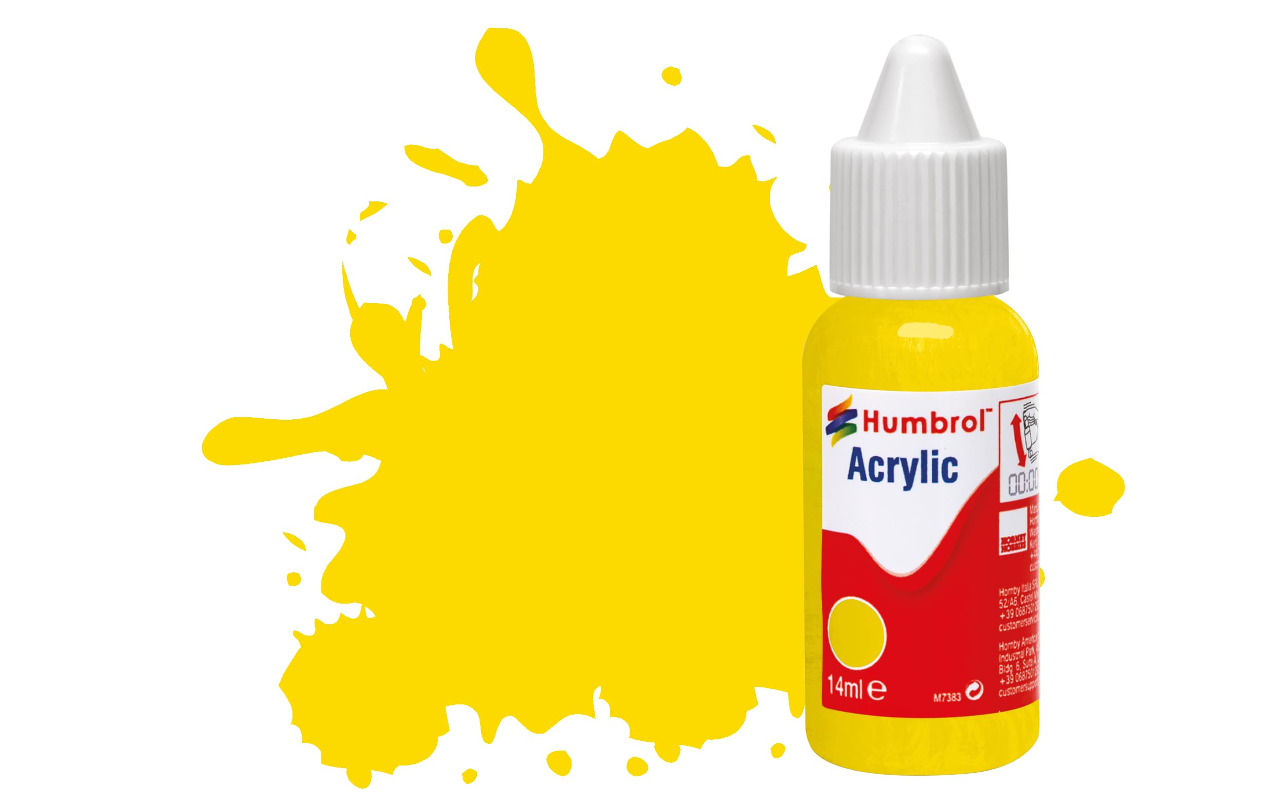 Humbrol No. 69 Yellow Gloss Acrylic Paint 14ml | Fast-Drying Model Paint DB0069
