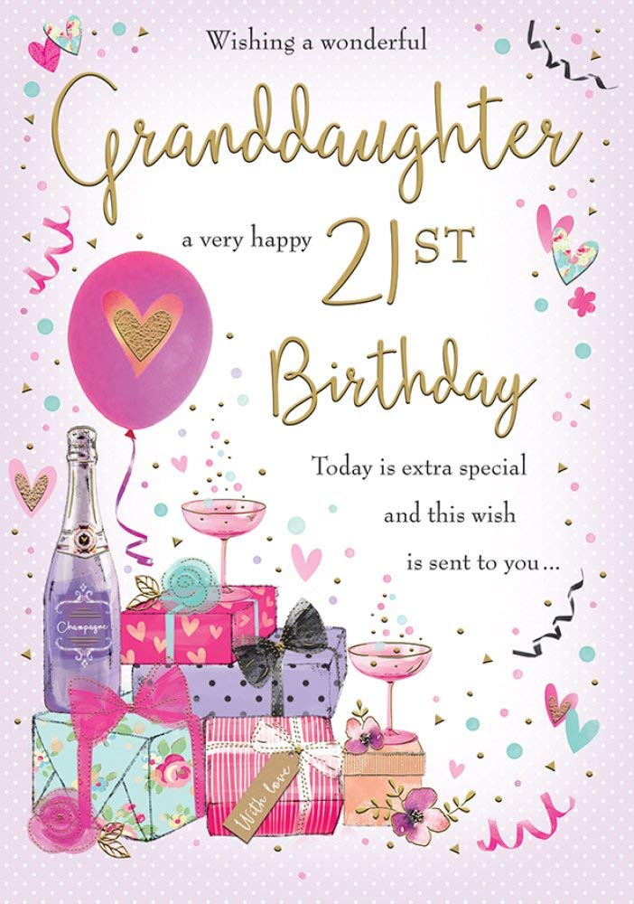 Piccadilly Greetings Traditional Age 21 Birthday Card for Granddaughter | 10 x 7 Inches 1