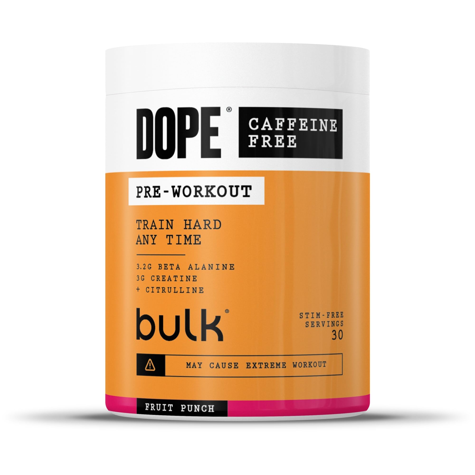 Bulk Dope Caffeine Free Pre-Workout Powder - Fruit Punch | 510g | 30 Servings