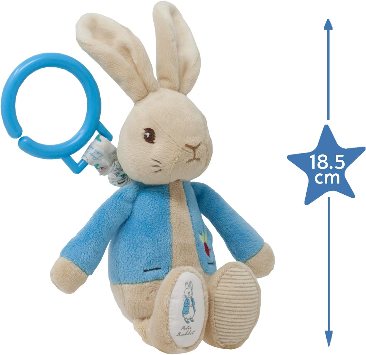 Beatrix Potter Peter Rabbit Jiggle Attachable Soft Toy - 18.5cm Bouncing Bunny for Pram, Car Seat & Crib 2