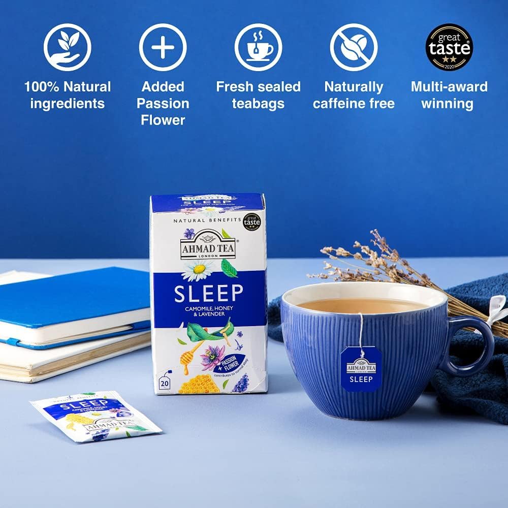 Ahmad Tea Natural Benefit Sleep Infusion Herbal Tea - Camomile, Honey & Lavender | 20 Count Teabags 3