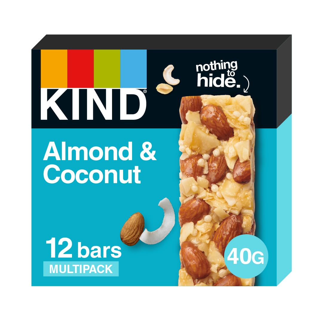 KIND - Glutenfreie Snackriegel mit Mandeln und Kokosnuss, ballaststoffreich, ohne künstliche Zutaten, Multipack 12 x 40 g