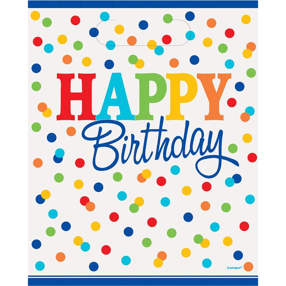 Unique Party 58263 - Rainbow Polka Dot Party Bags | Pack of 8 | 23cm x 18cm