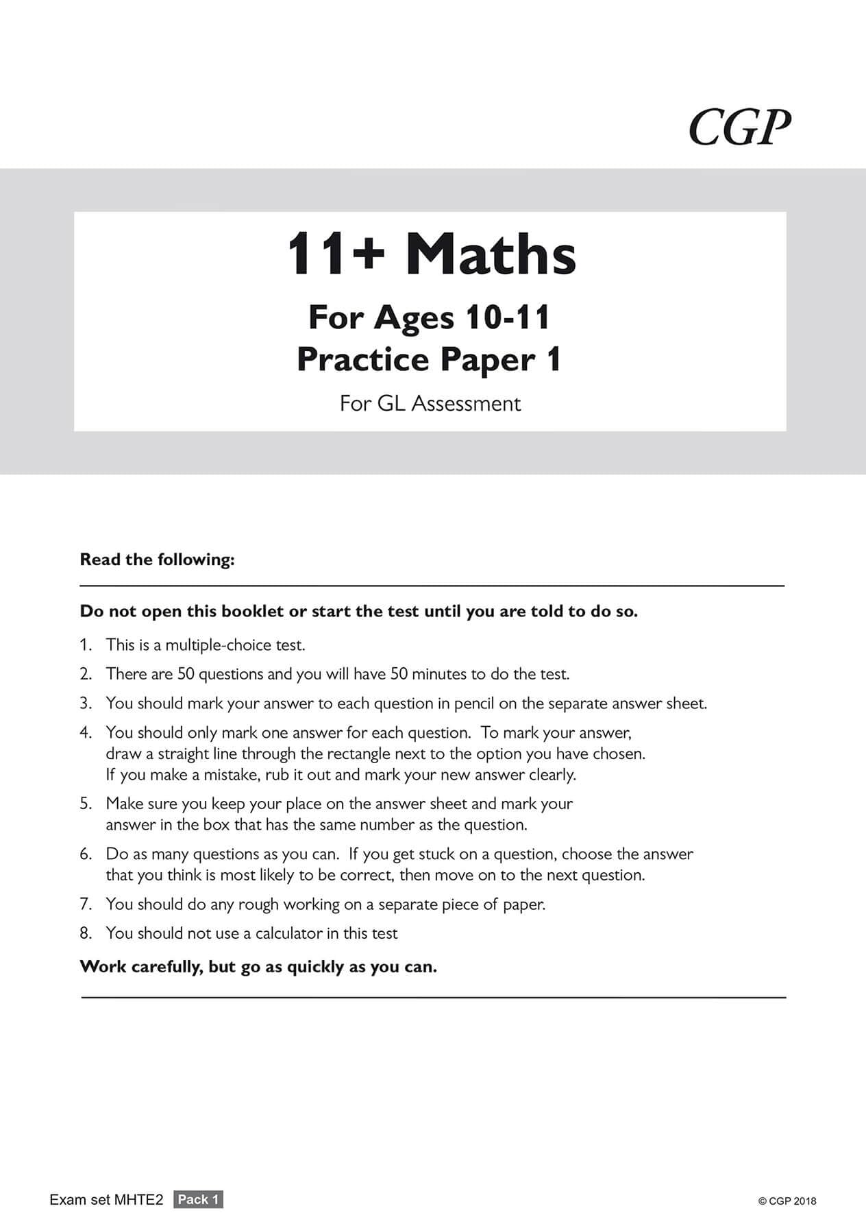 CGP 11+ GL Maths Practice Papers - Ages 10-11 | Pack 1 | Includes Parents' Guide & Online Edition