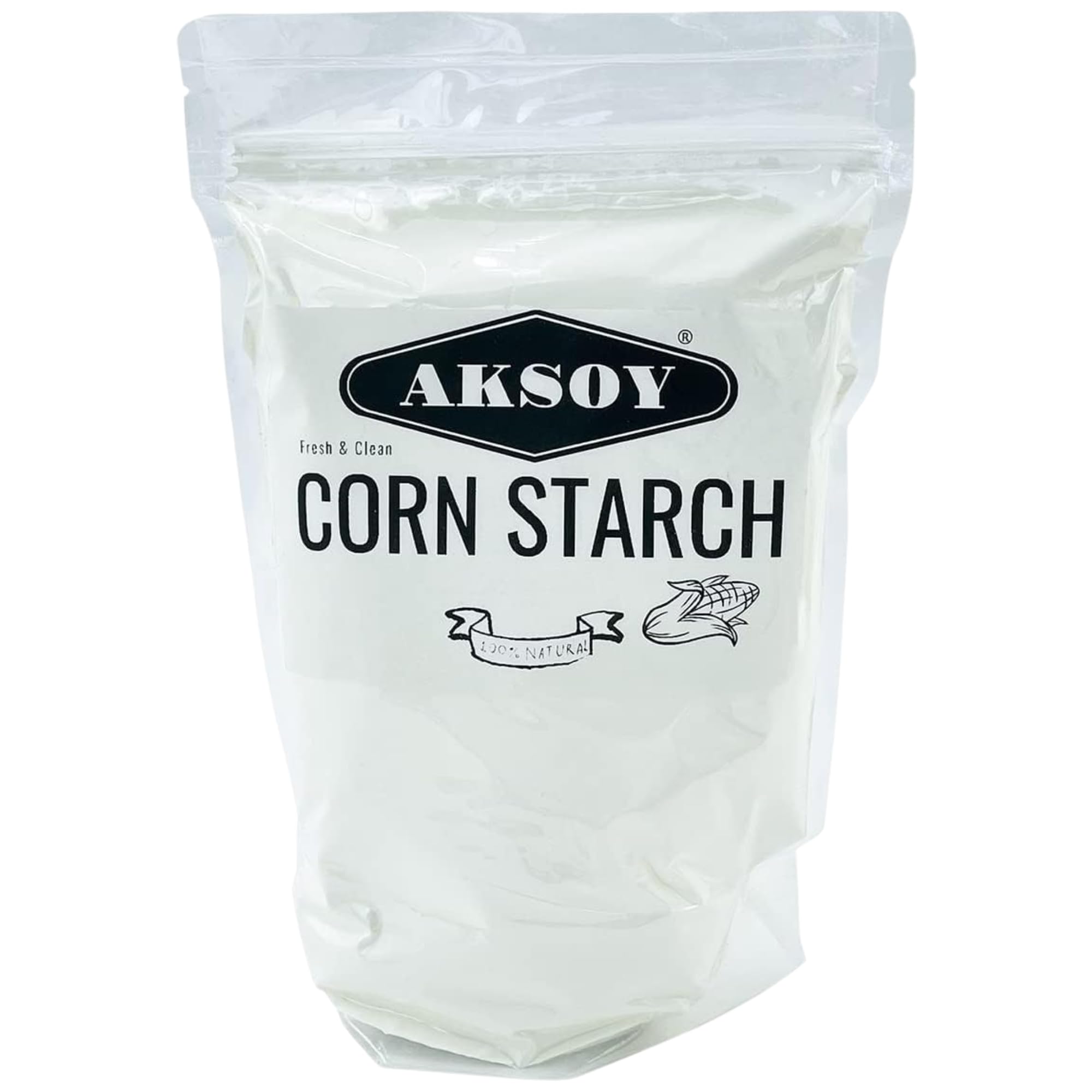 AKSOY 100 % reine Maisstärke | 1,25 kg wiederverschließbarer Beutel | Gentechnikfrei, veganes Verdickungsmittel für Bratensoße, Saucen, Backwaren und Puddings