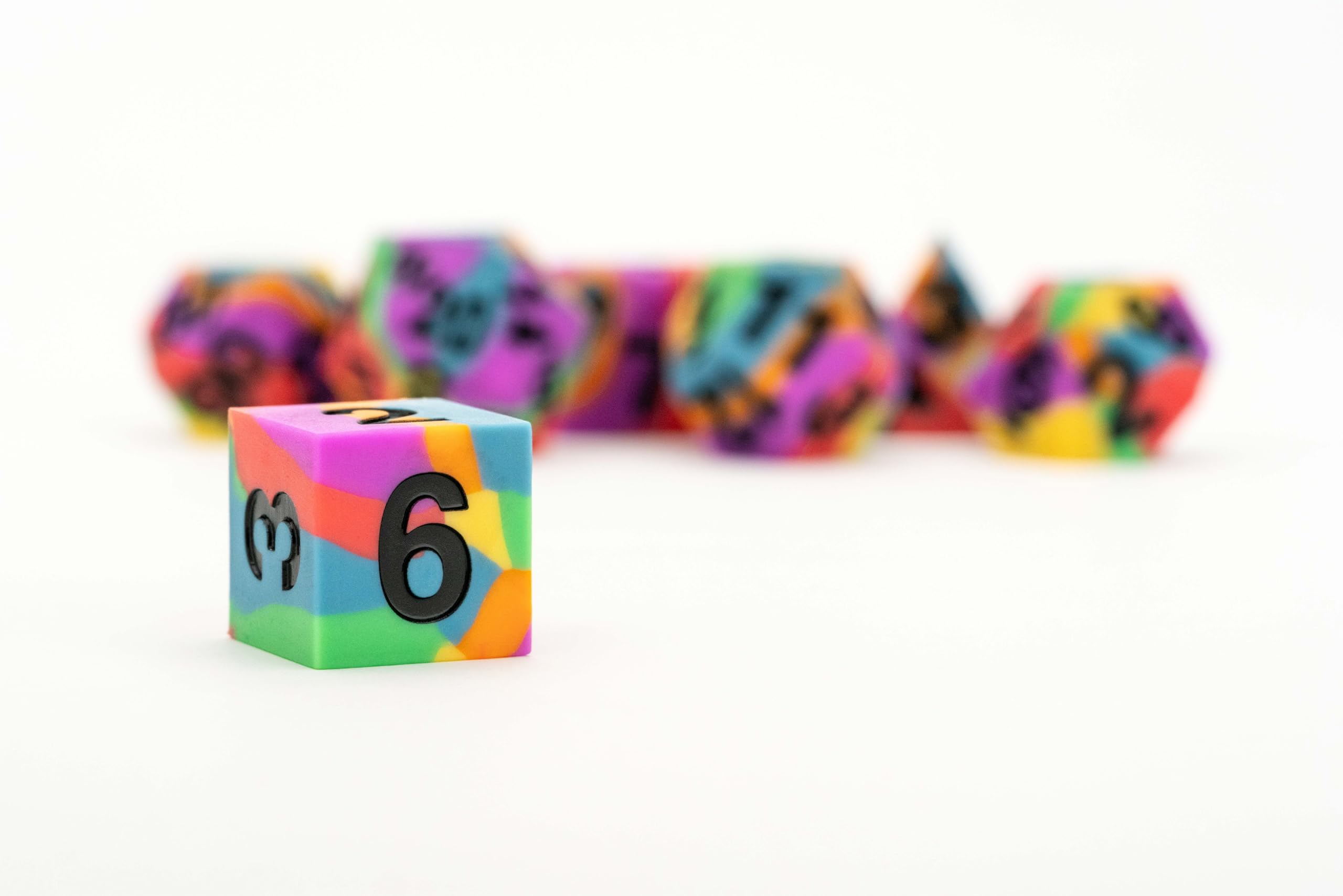 Metallic Dice Games FanRoll Pride Sharp Edge 16mm Silicone Rubber Polyhedral Dice Set 5