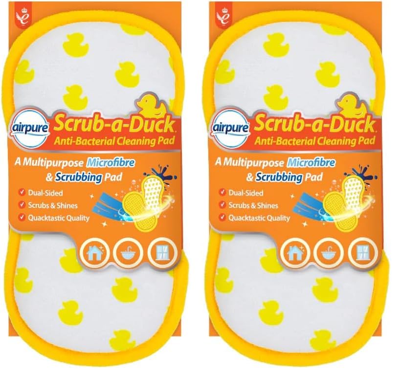 airpure Scrub-a-Duck Anti-Bacterial Cleaning Pads - Microfibre & Scrubber - Pack of 2
