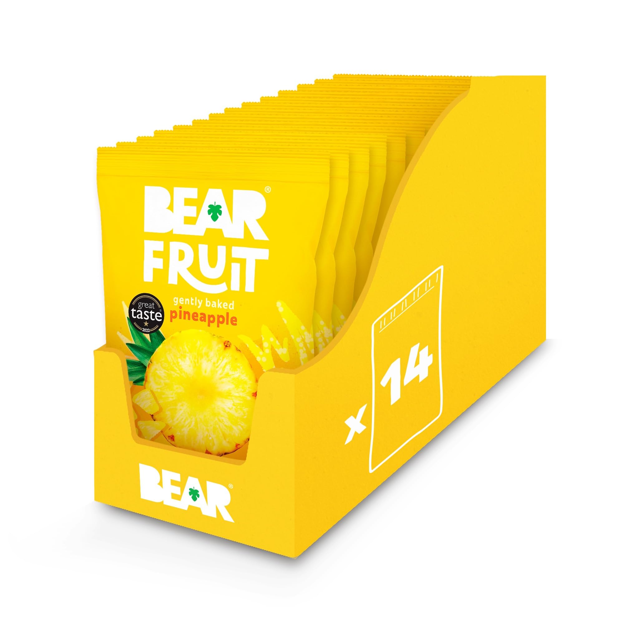 BEAR Fruit Dried Pineapple Packs - 14 x 35g Gently Baked Fruit | Vegan | Gluten-Free