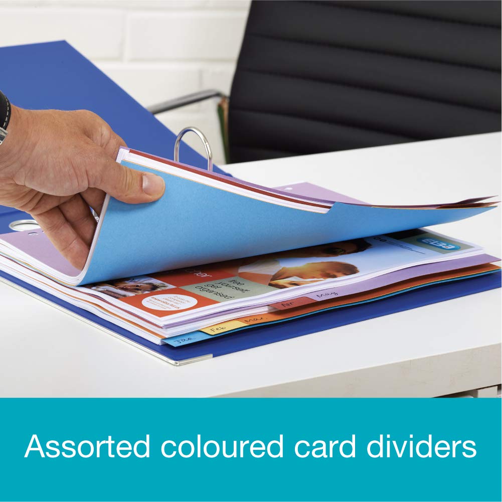 Elba A4+ Extra Wide File Dividers - 10 Sets Assorted Colours | Durable Cardstock 4