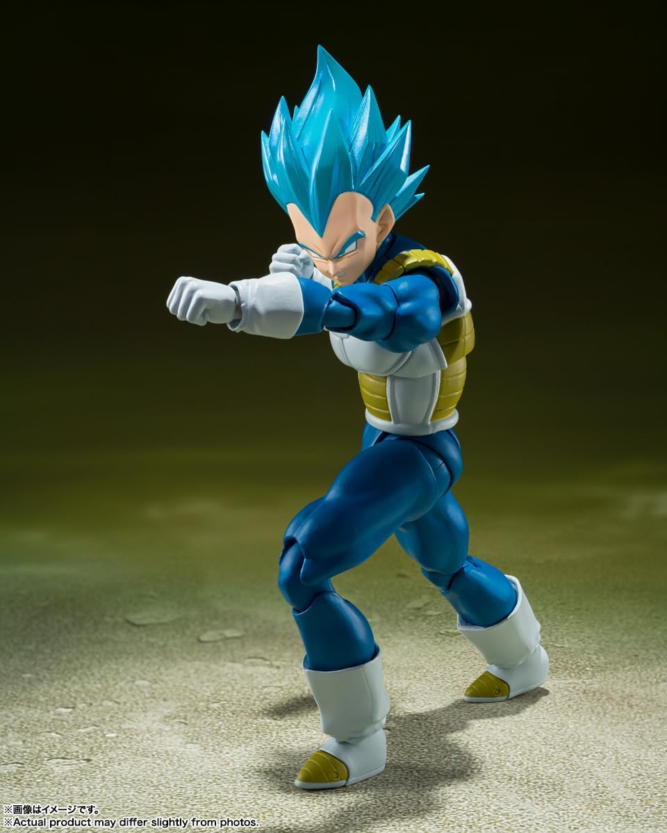 TAMASHII NATIONS Dragon Ball Super Super Saiyan God Super Saiyan Vegeta Action Figure - Interchangeable Parts & Aura Reflection