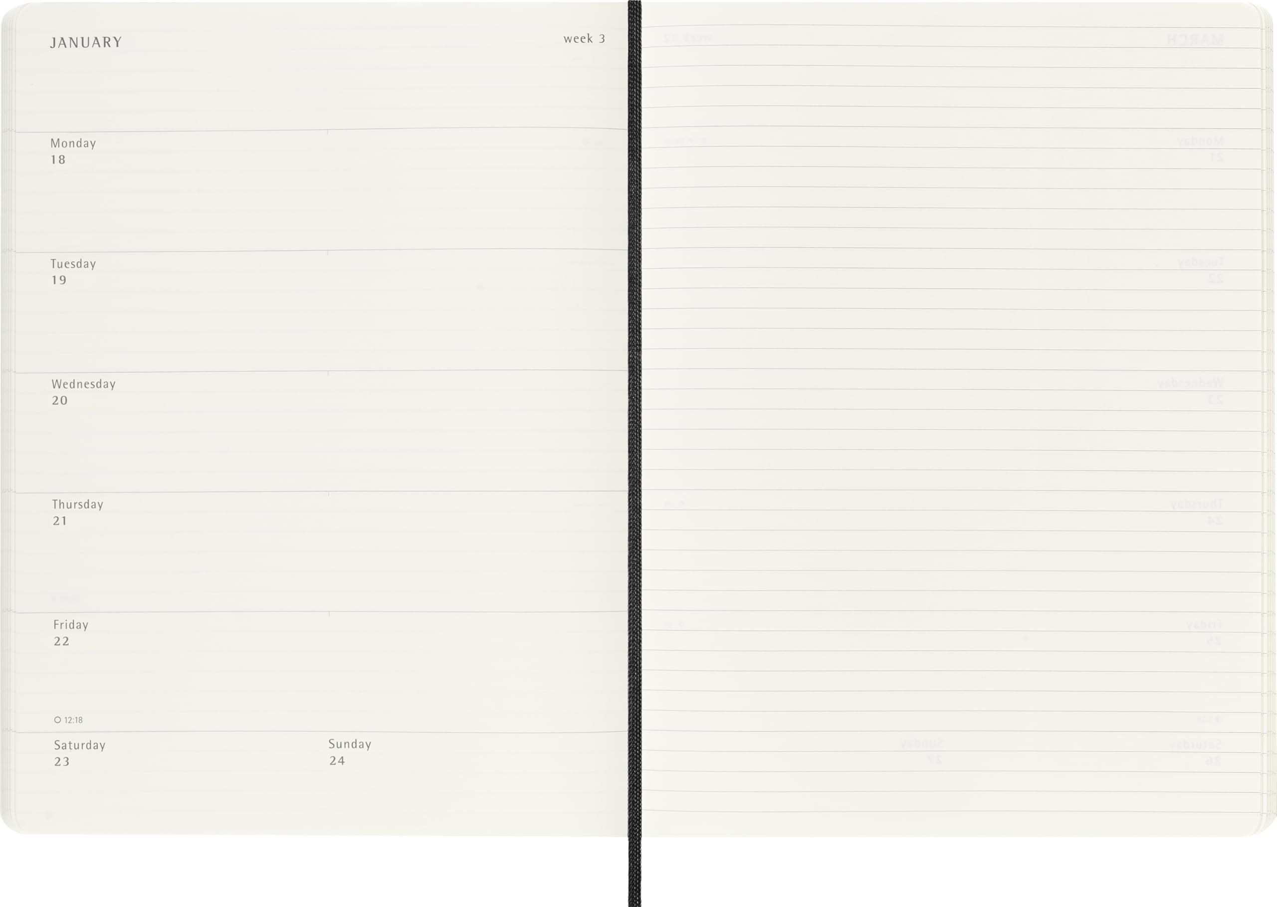 Moleskine Weekly Planner 2026-2027 18-Month Organizer XL Black Flexibound 3