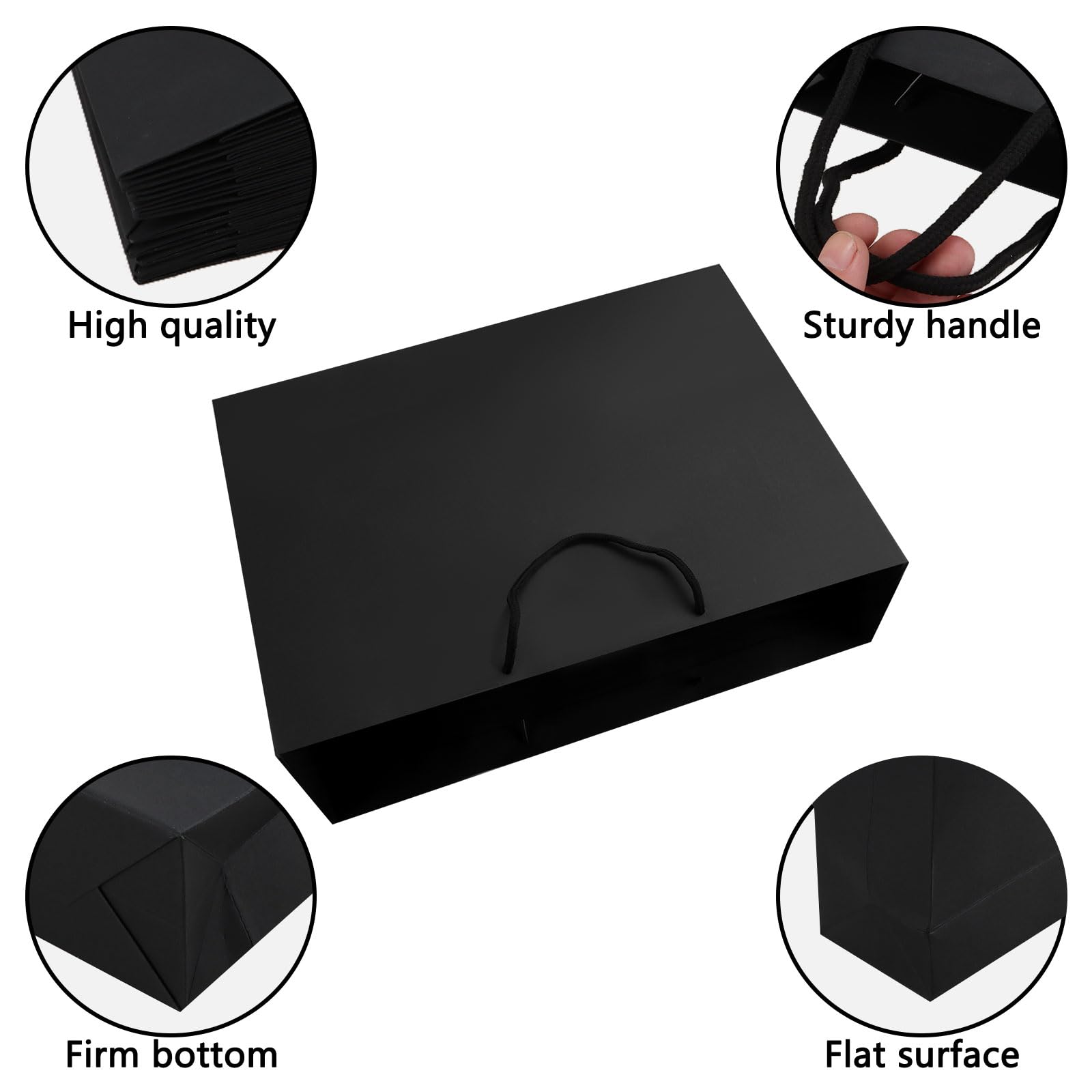ASelected Large Black Gift Bags - Heavy Cardboard, Reusable, 45x13x33cm | Pack of 12 4