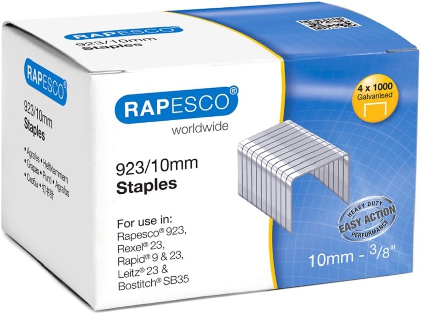 Rapesco S92310Z3 923/10 mm Galvanised Staples - Box of 4,000 1