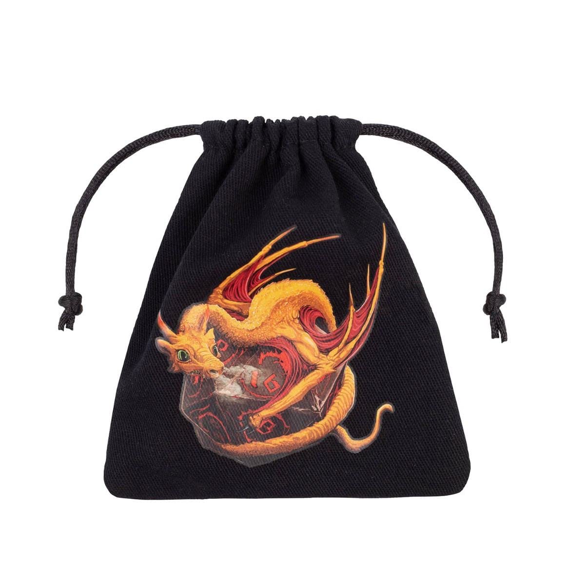 Q WORKSHOP Dragon & D20 Dice Bag | Soft Cotton | Holds 25 Standard Dice | Multicolour