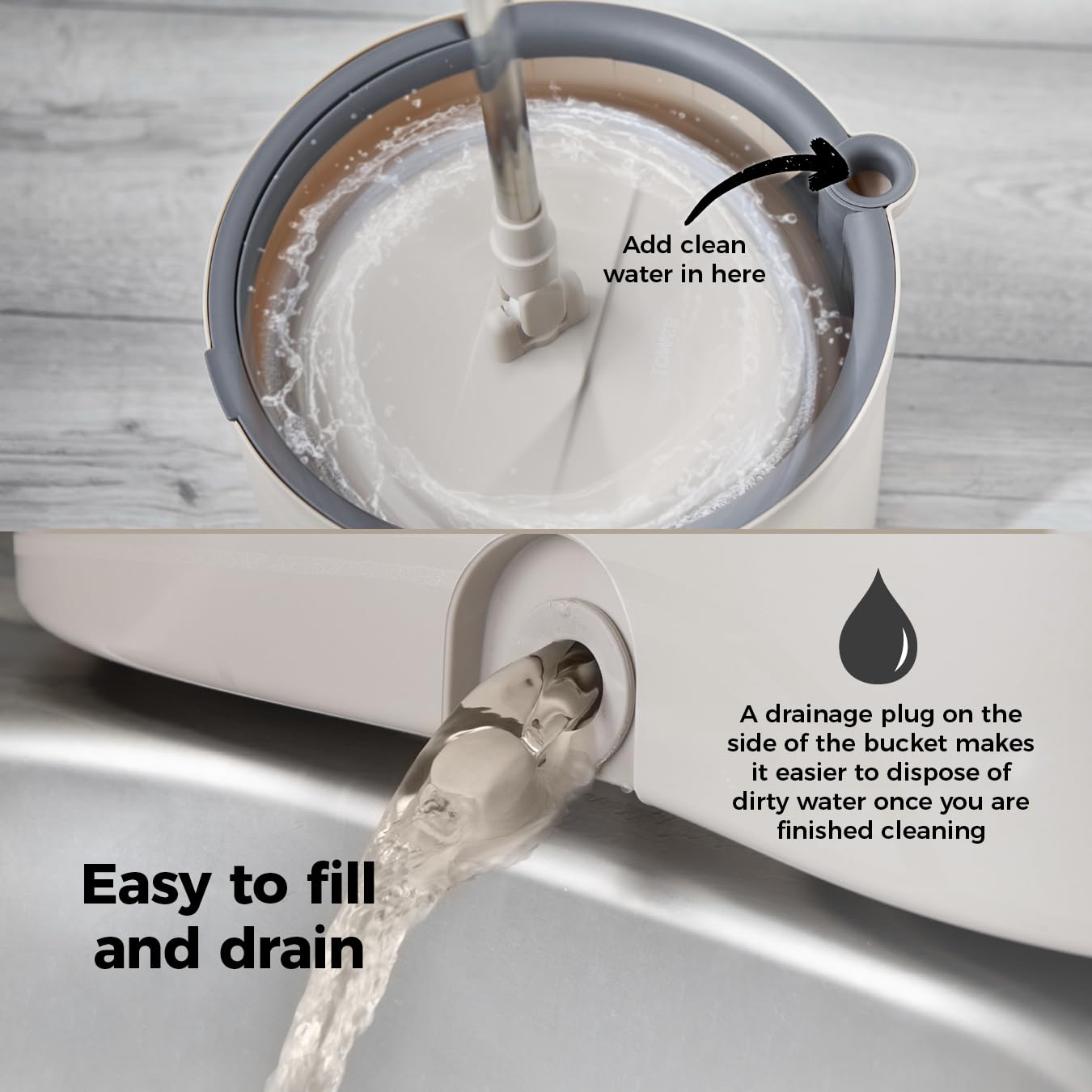 Tower T869009MSH Duo Compact Spin Mop with Built-in Turbine and 2 Internal Containers 3