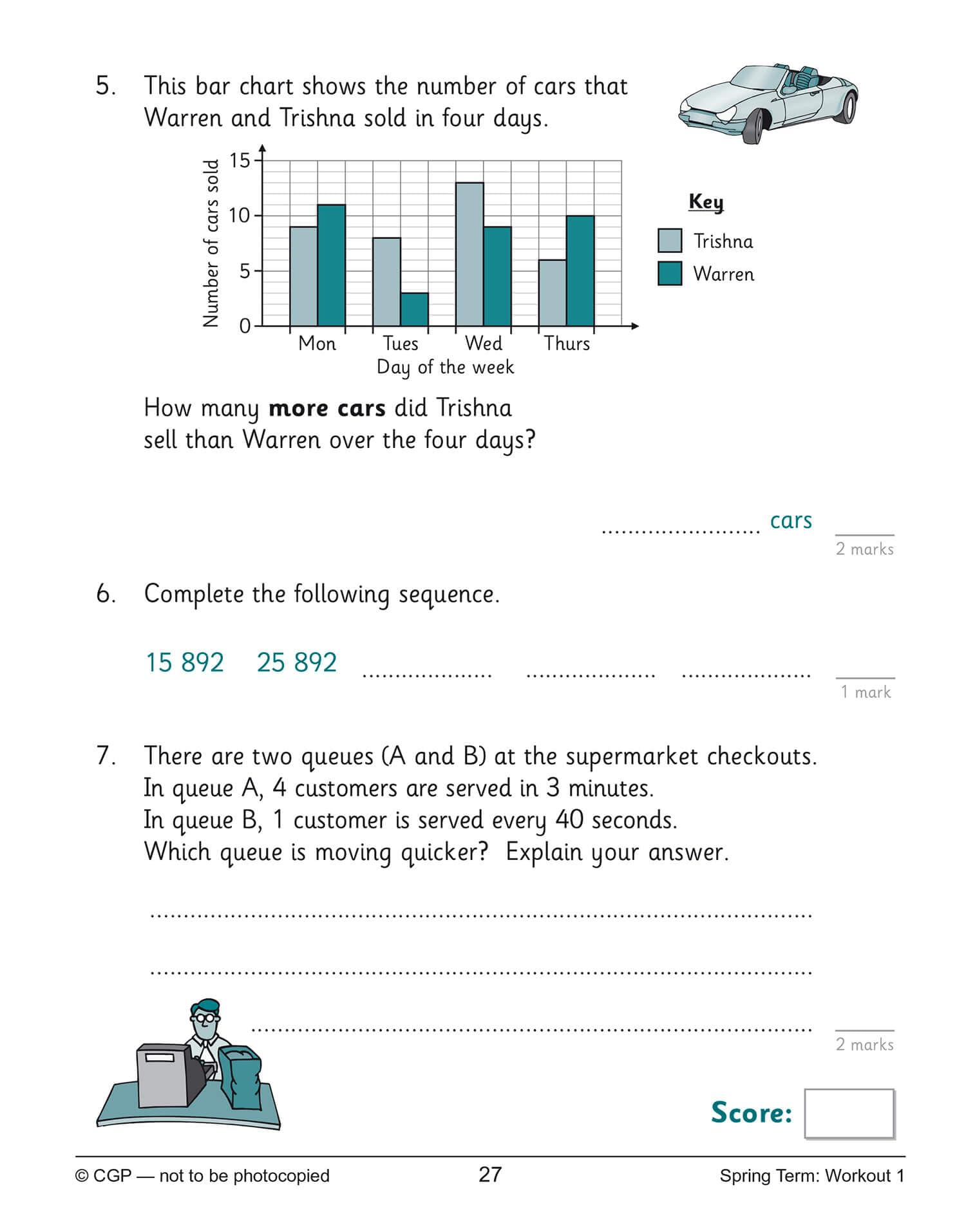 CGP KS2 Maths 10-Minute Weekly Workouts - Year 5 Study Aid | Paperback | English 3
