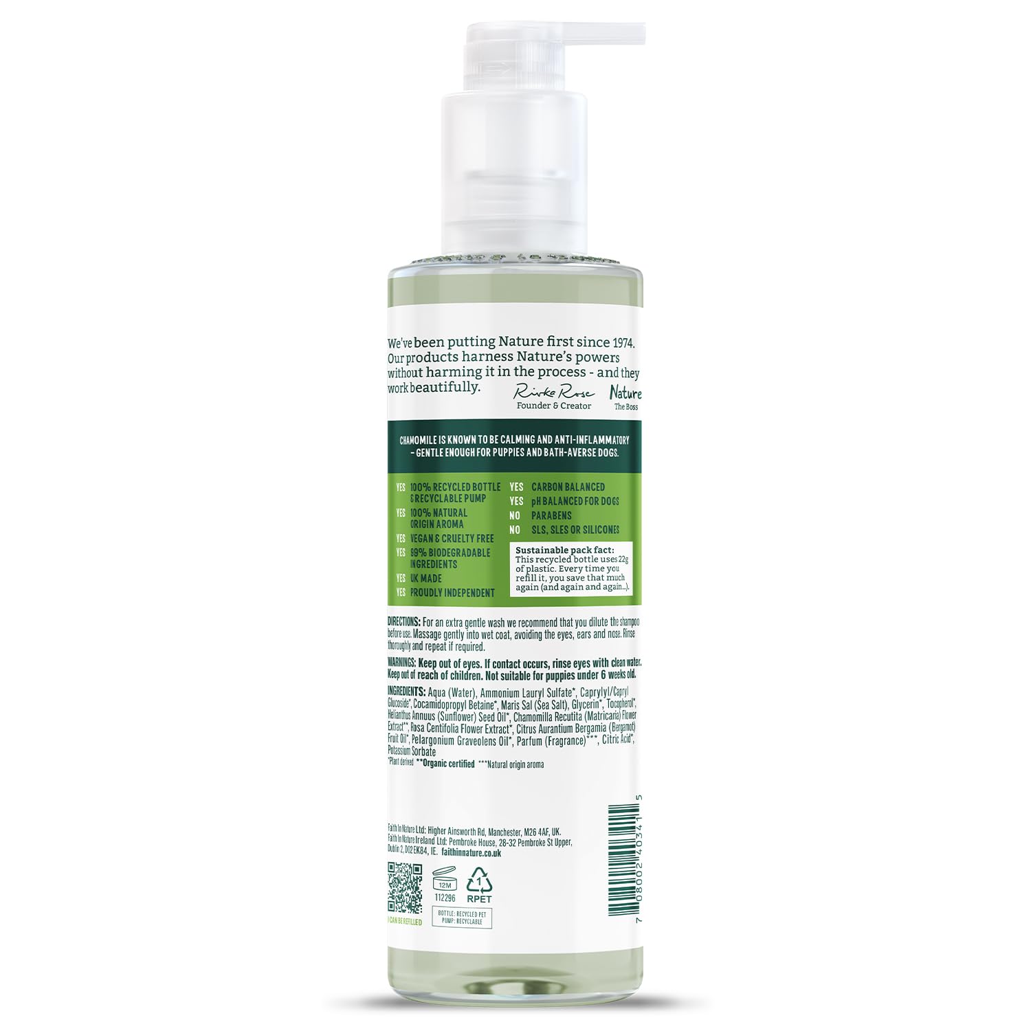 FAITH IN NATURE Dog Shampoo - Chamomile & Vitamin E for Shine | pH-Balanced | 400ml 2