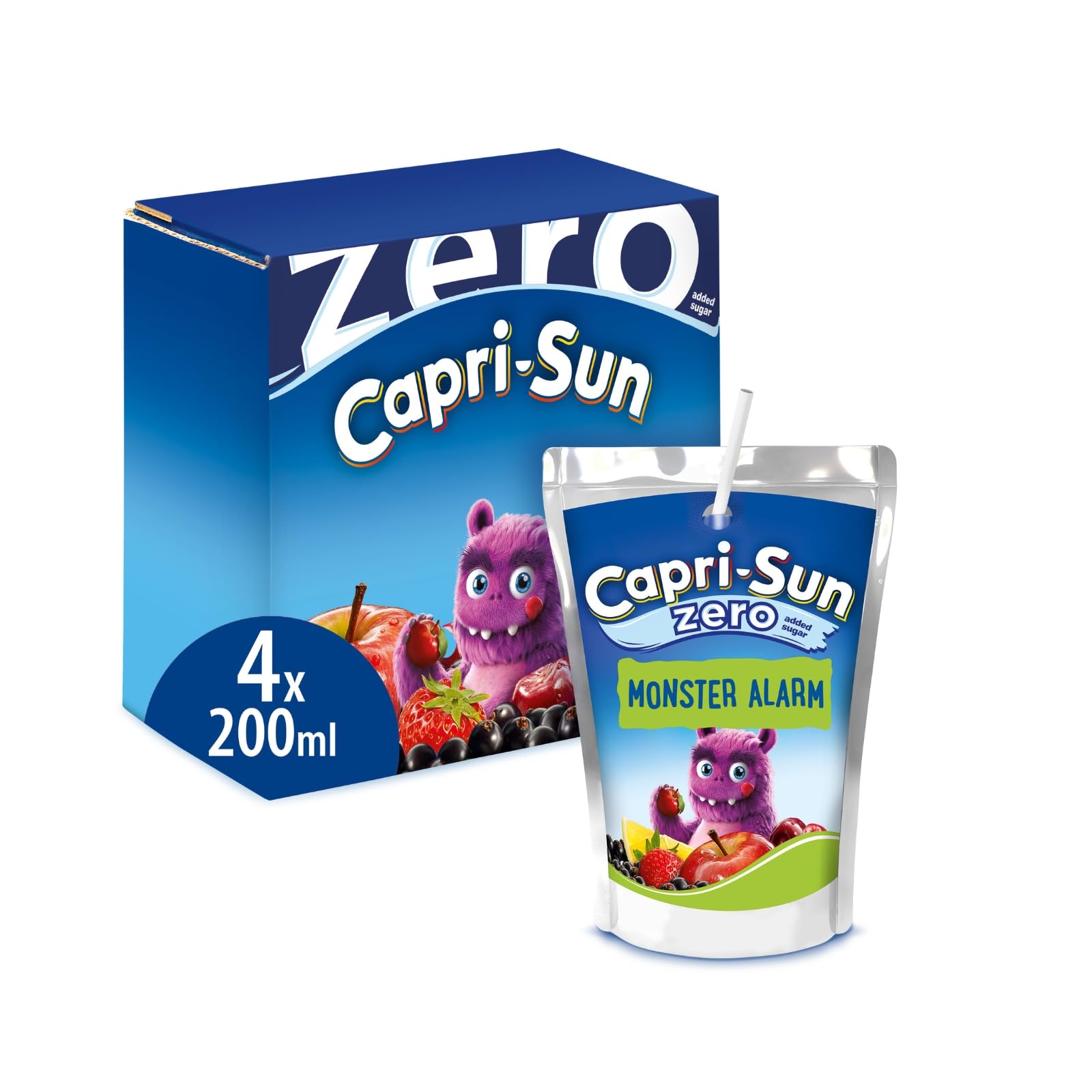 Capri-Sun Zero Monster Alarm Kids' Juice Drink - Apple, Blackcurrant & Cherry | 4 x 200ml Pouches 1