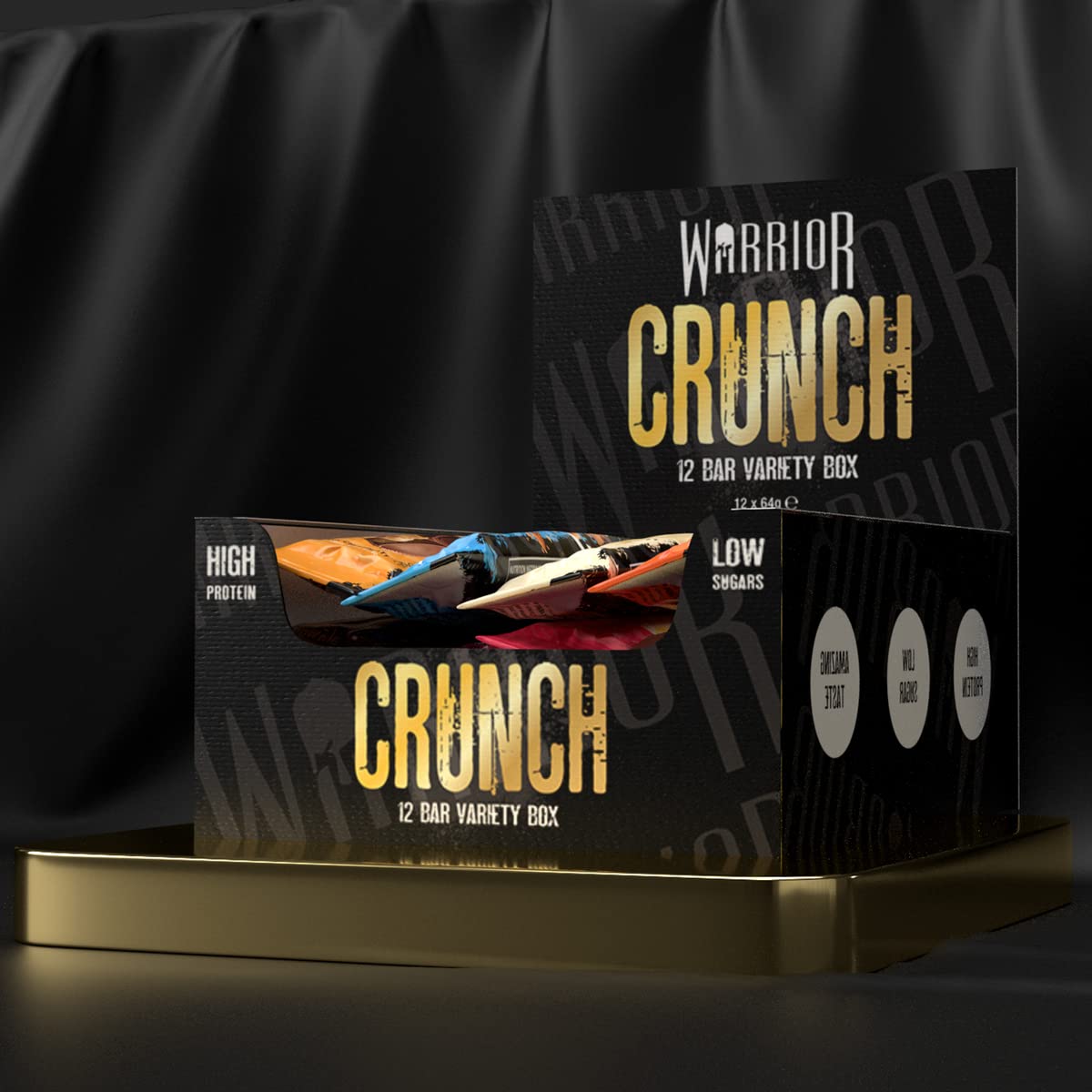 Warrior Crunch – Proteinriegel mit hohem Proteingehalt – 20 g Protein, wenig Kohlenhydrate, wenig Zucker – 12er-Pack