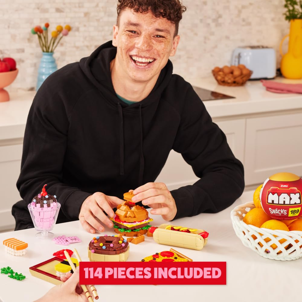 MAX Premium Snacks Building Bricks - Pizza Collectible Building Set for Ages 3+ 2