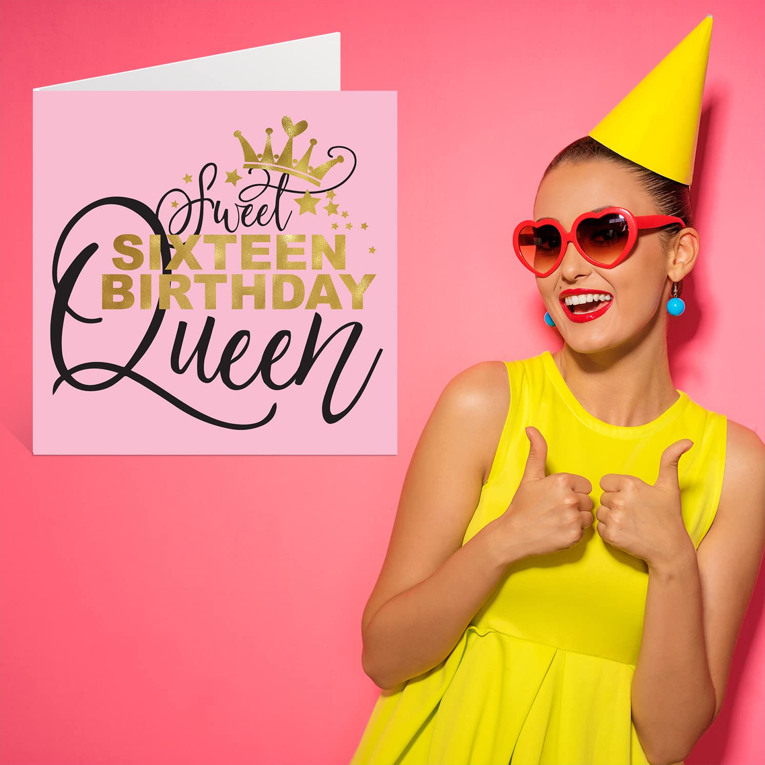 Stuff4 Sweet 16 Birthday Card for Girls Her - Queen Design | 145mm x 145mm 7