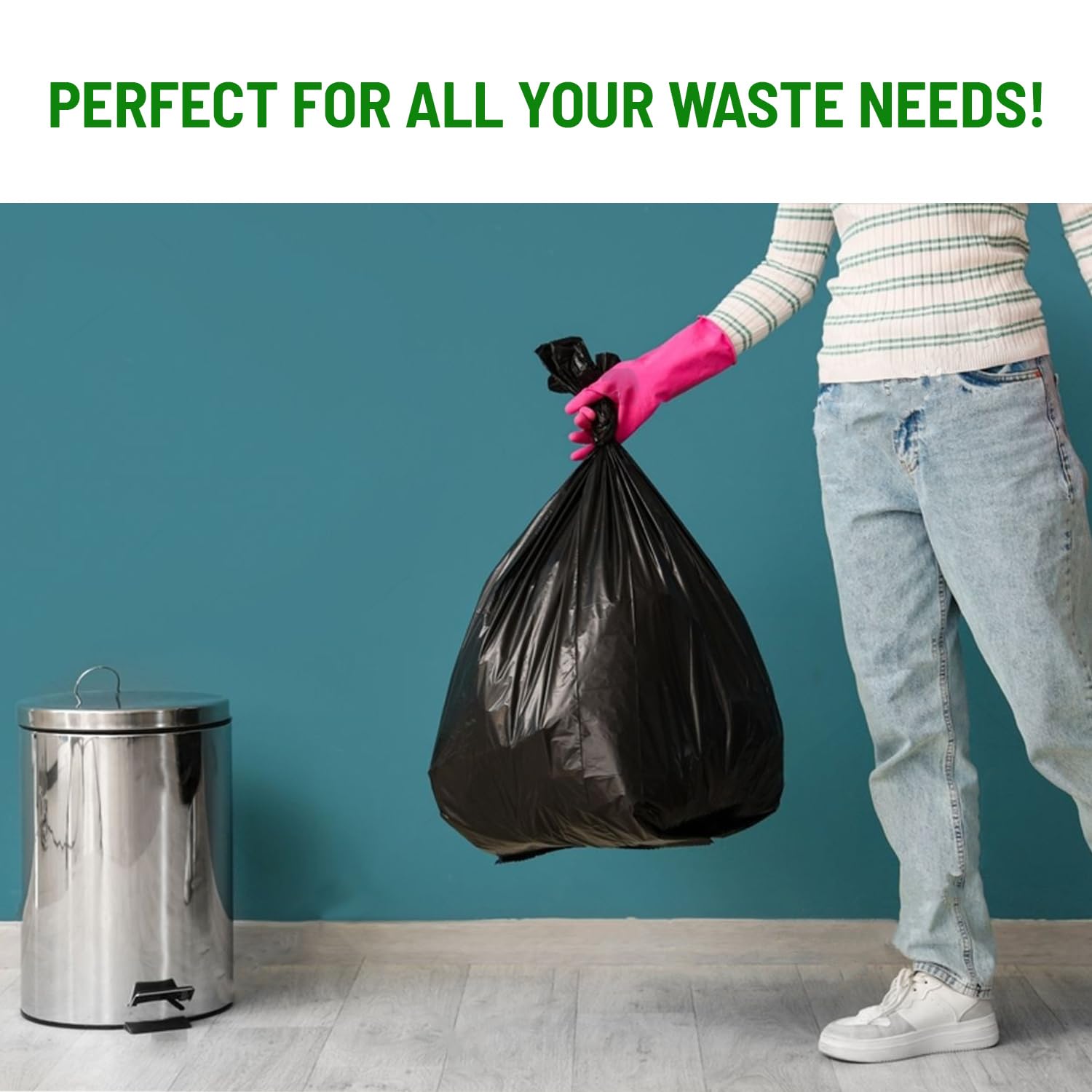 Delka Heavy Duty Black Bin Bags – 30 Micron Extra Strong Leak-Proof 75L Capacity – 50 Pack 13