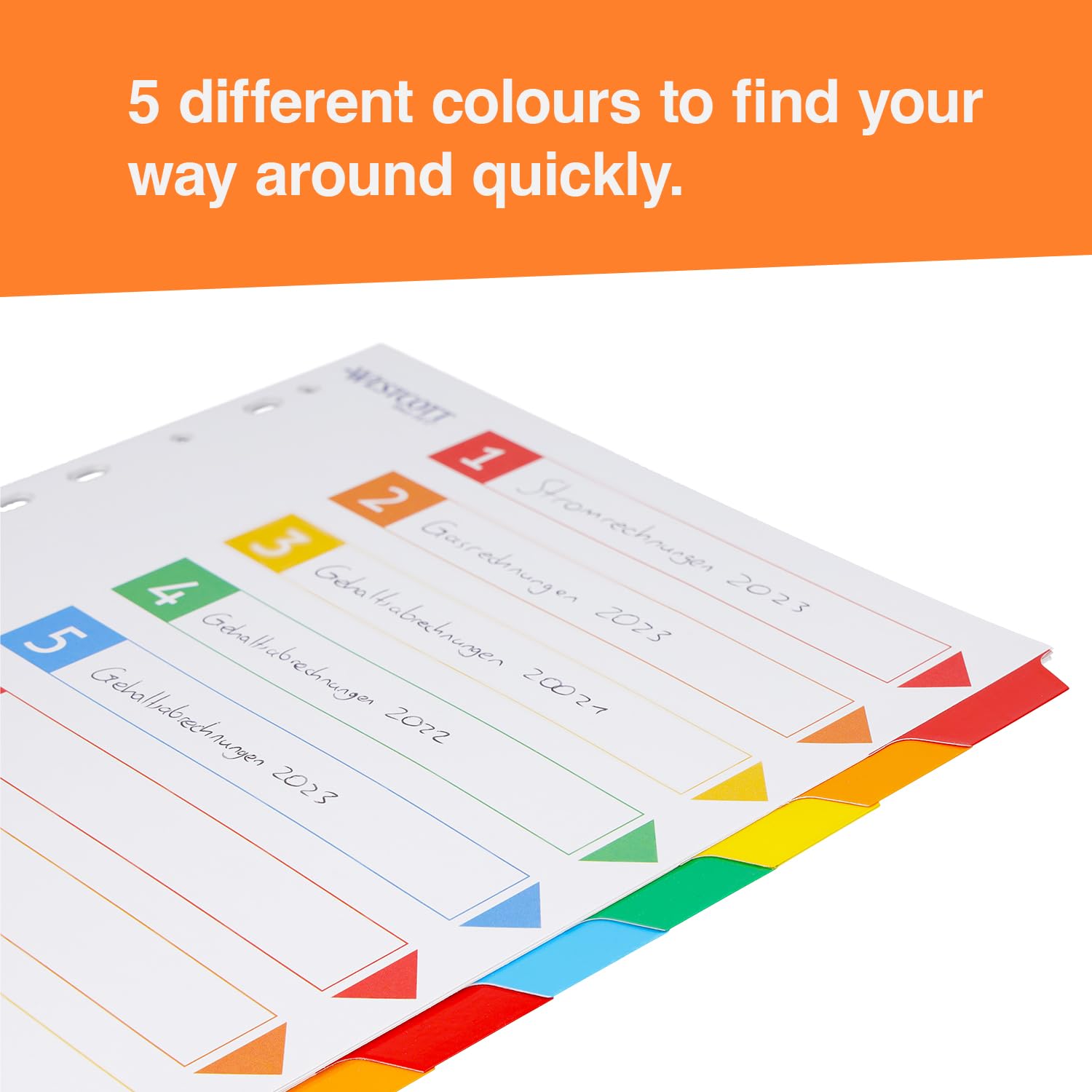Westcott Index Tabs for A4 Folders - 10 Dividers, 5 Colors, Writable Tabs | Model E-733311 00 4
