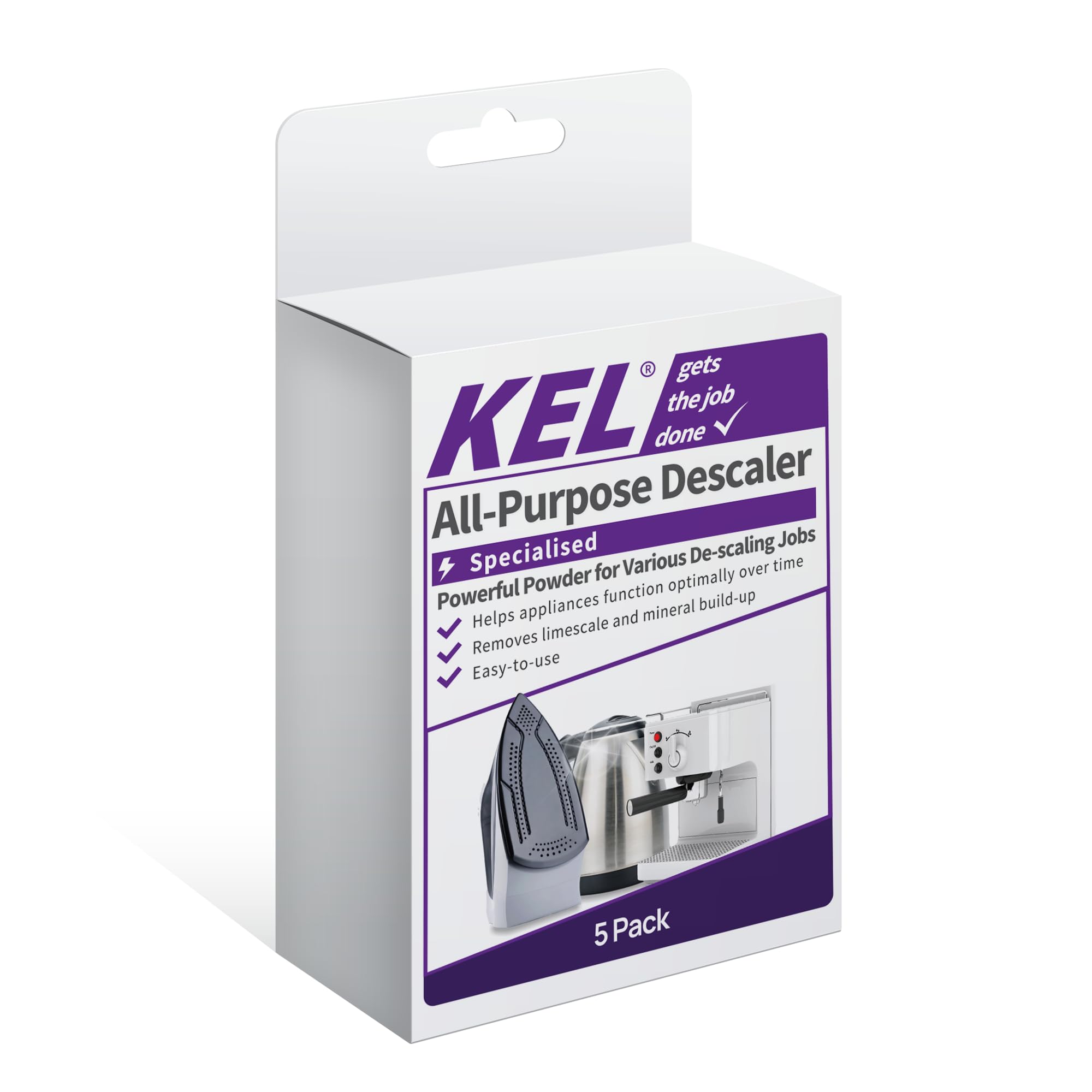 KEL All Purpose Descaler Sachets - 5x 50g Sachets for Kettles, Coffee Machines & Taps