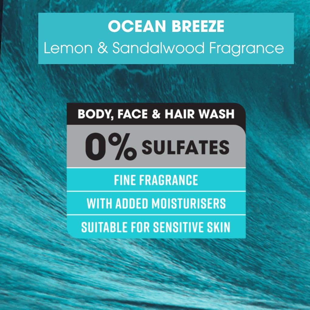 Soft & Gentle Men Ocean Breeze 3 in 1 Shower Gel | 400ml | Sulfate Free | Lemon & Sandalwood 5