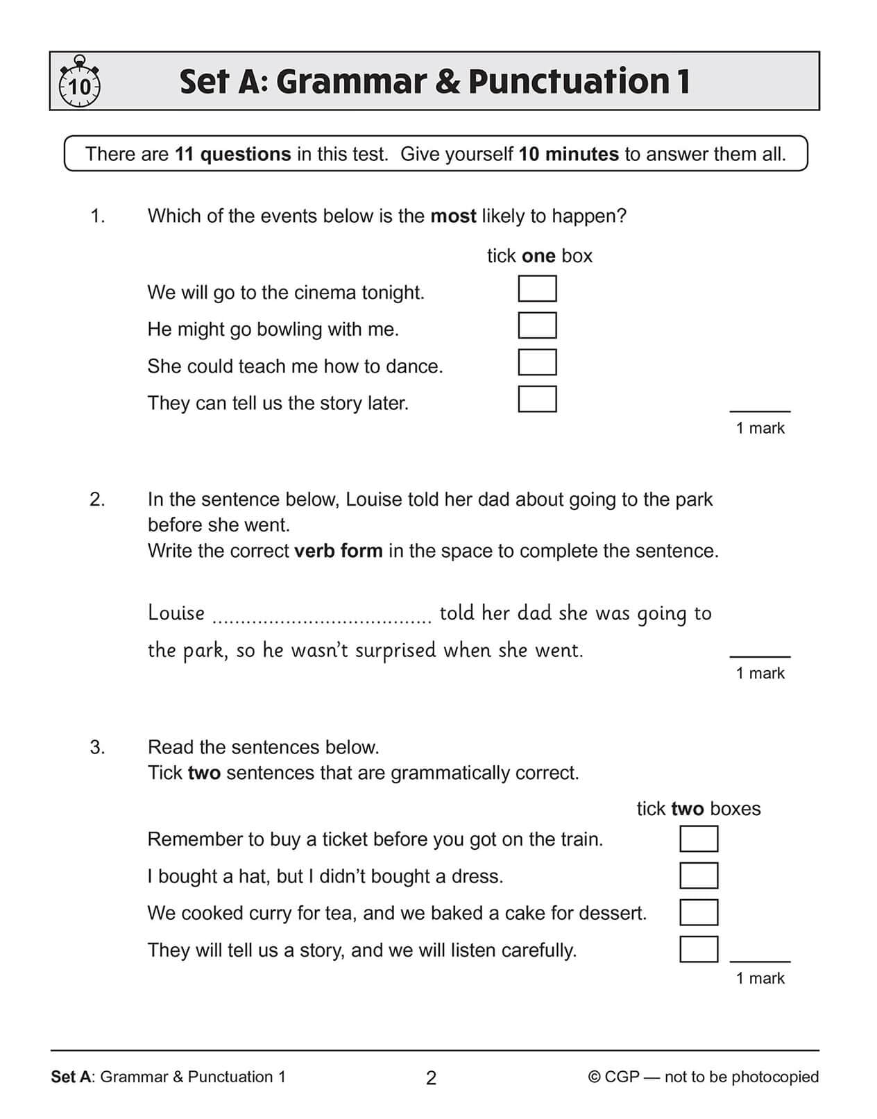 CGP New KS2 English SAT Buster 10-Minute Tests: Grammar, Punctuation & Spelling - Book 1 (Paperback)