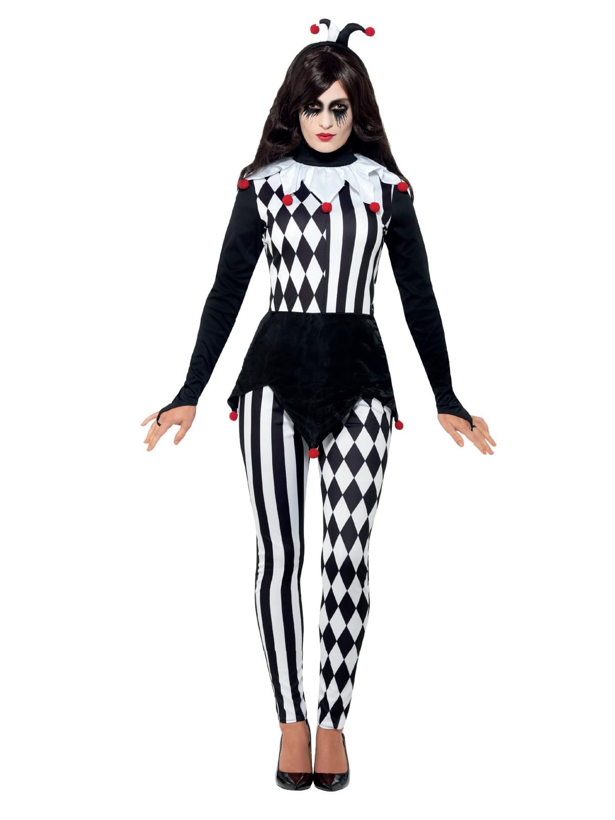 Smiffys Female Jester Costume - Adult Fancy Dress with Top, Leggings & Headband 1