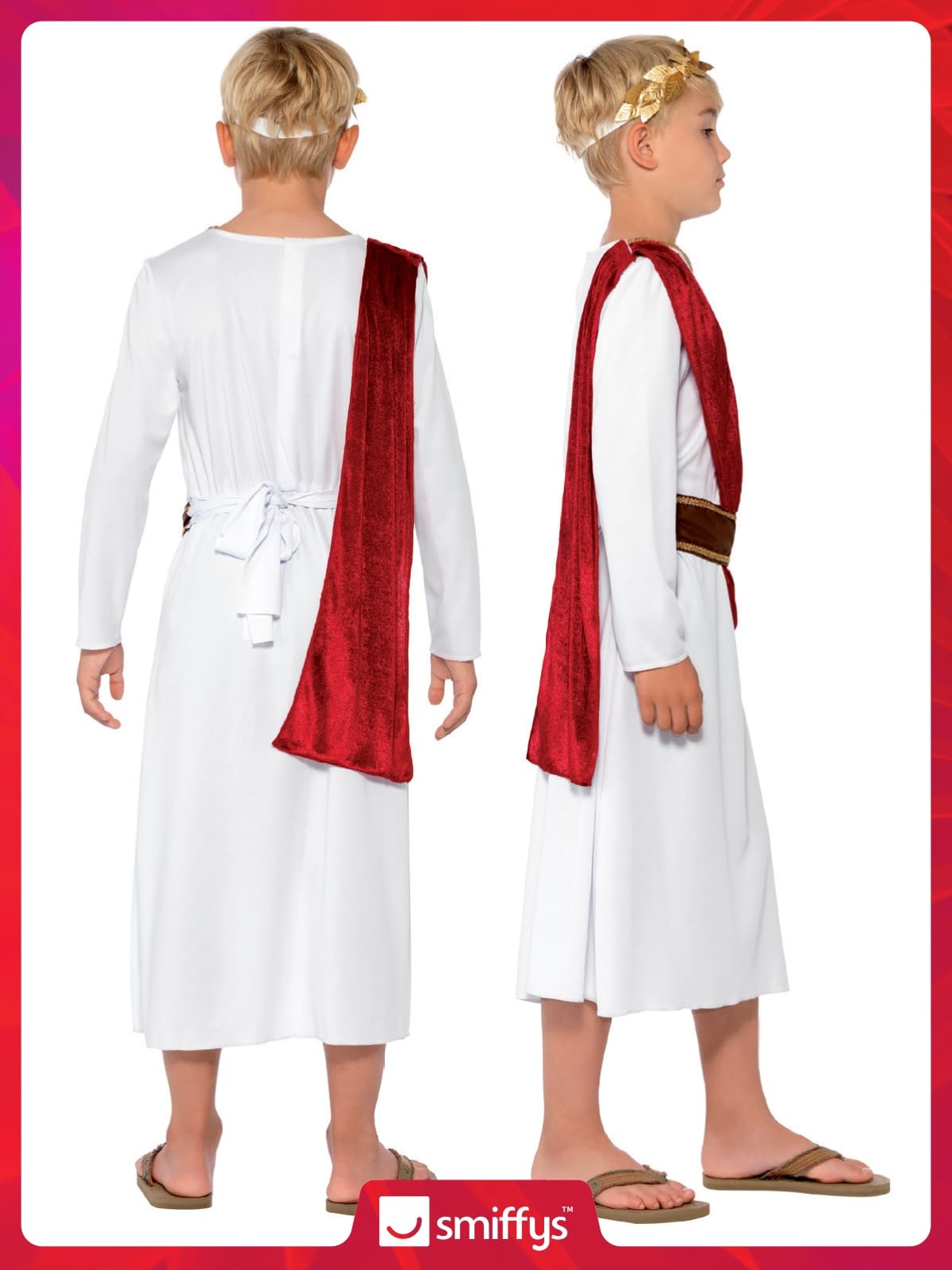 Smiffys Roman Costume - White Tunic, Belt & Headpiece | Boys Age 7-9 Years 4